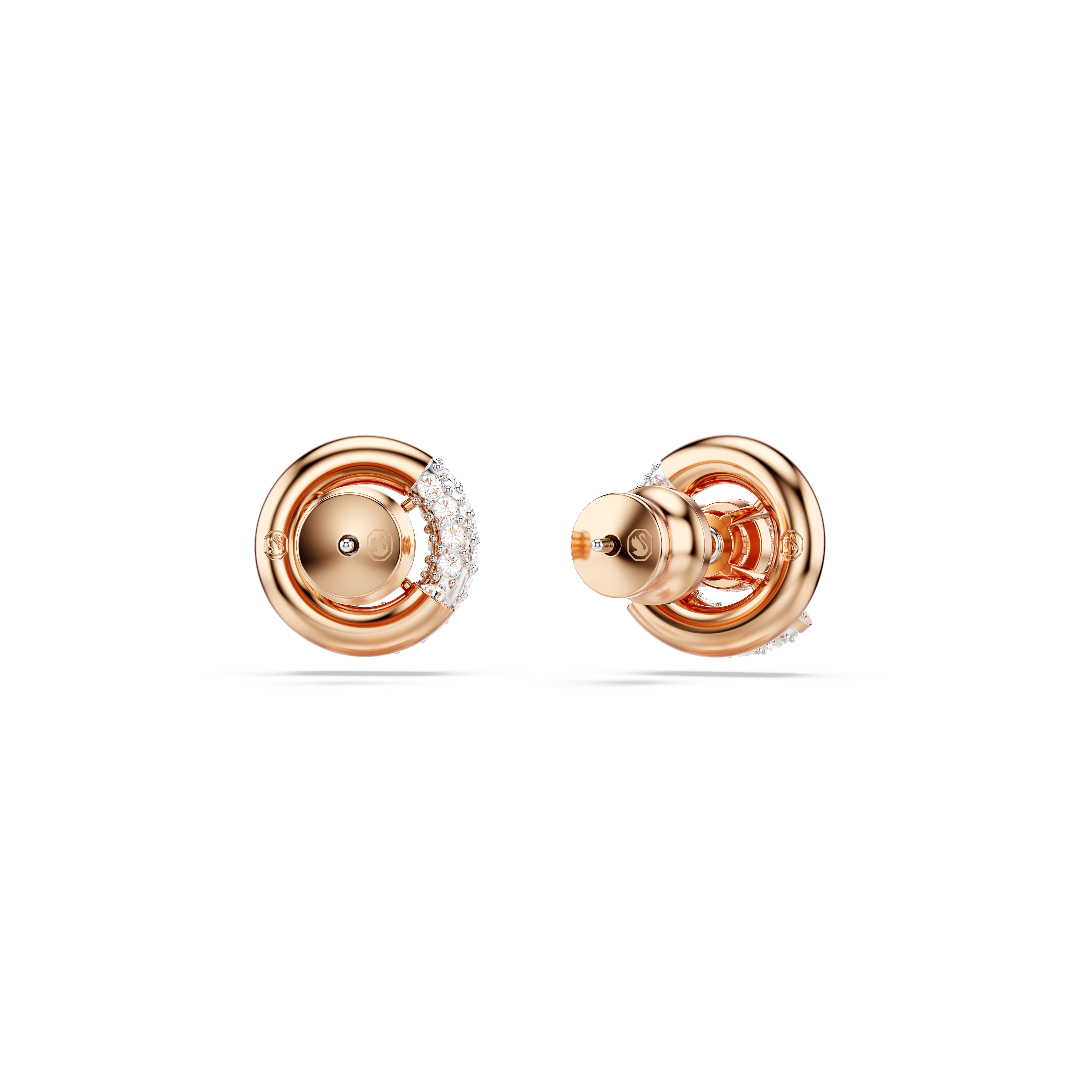 Swarovski Dextera stud earrings, Round cut, White, Rose gold-tone plated 5692258