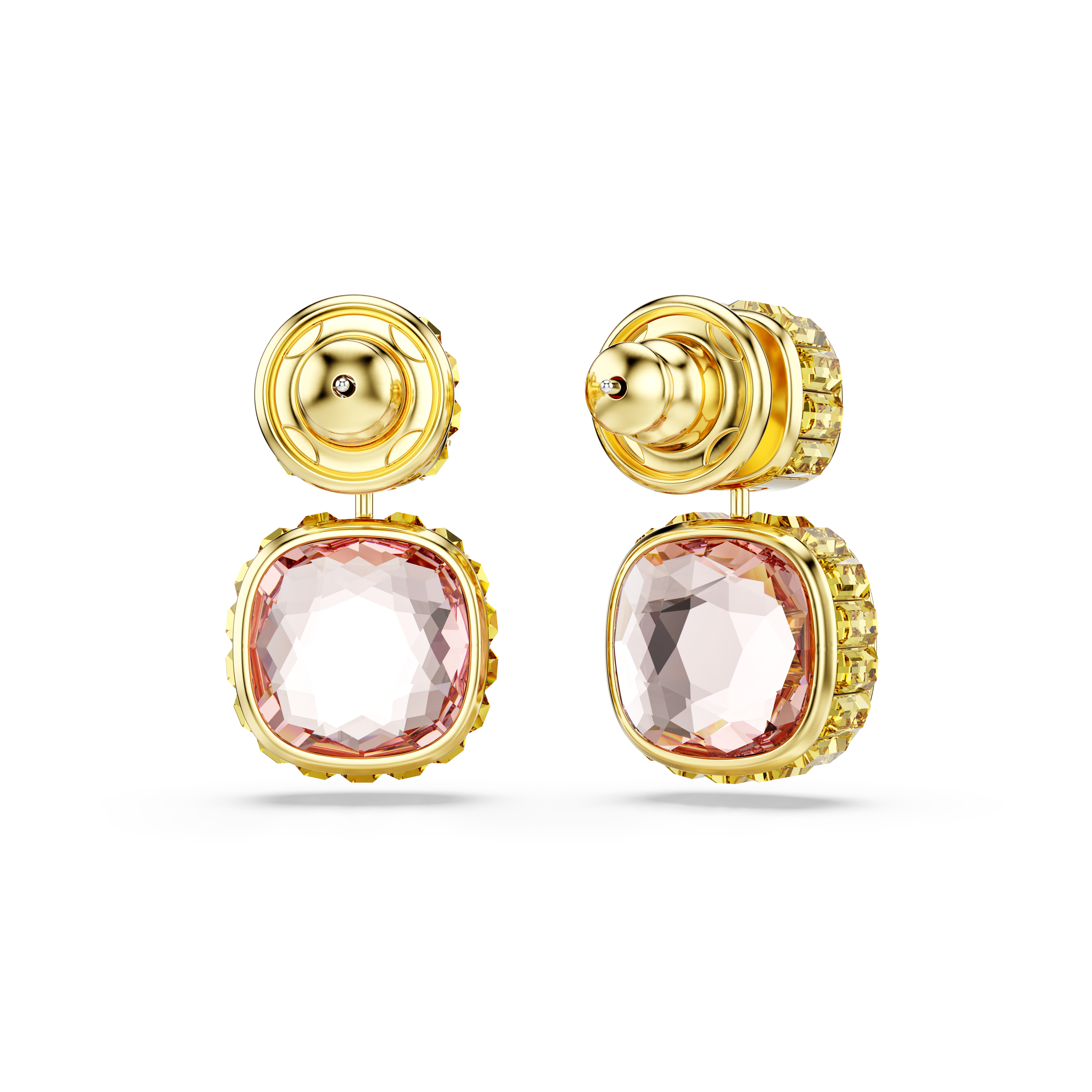 Swarovski Chroma drop earrings, Cushion cut, Multicolored, Gold-tone plated 5692492