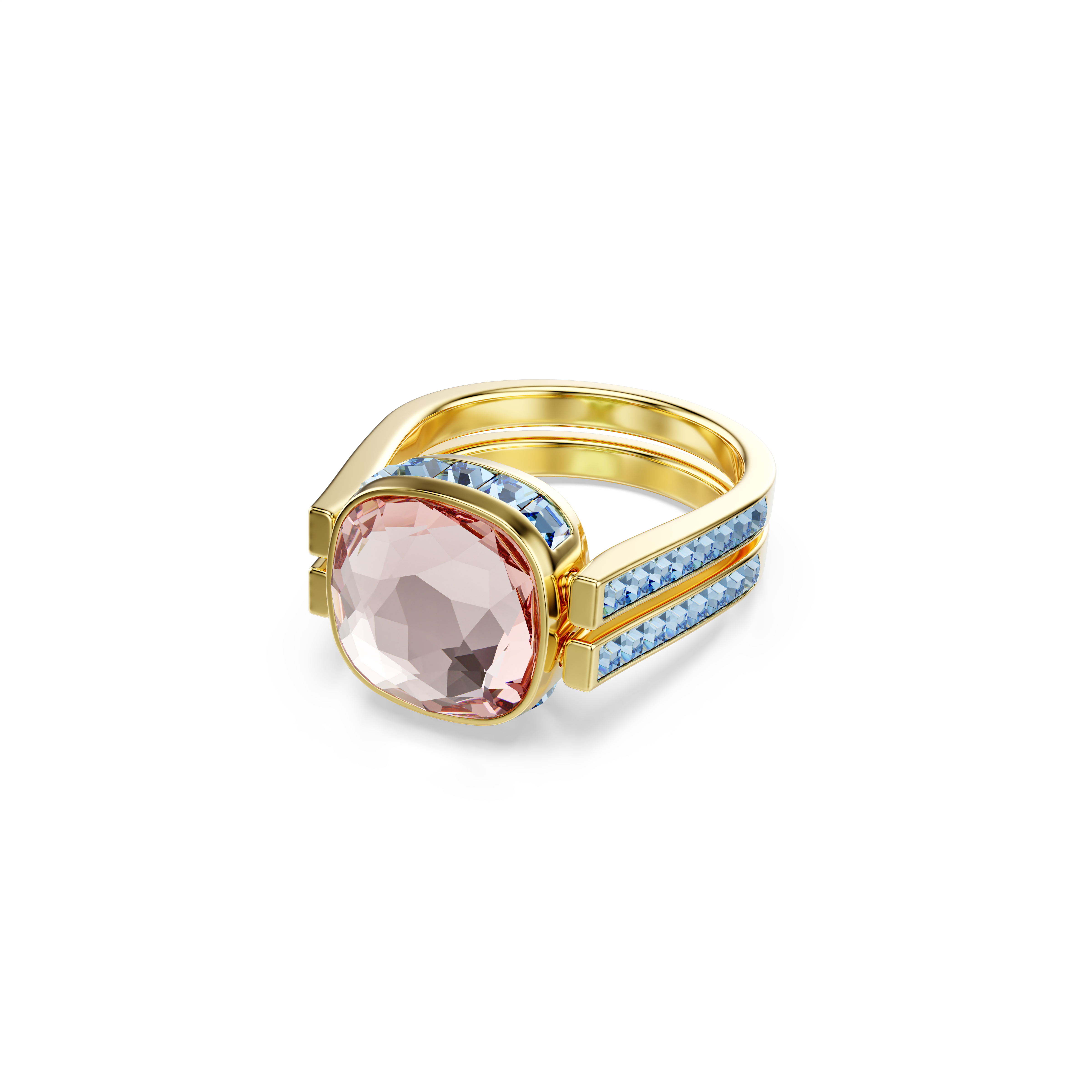 Swarovski Chroma ring, Cushion cut, Multicolored, Gold-tone plated 5692500