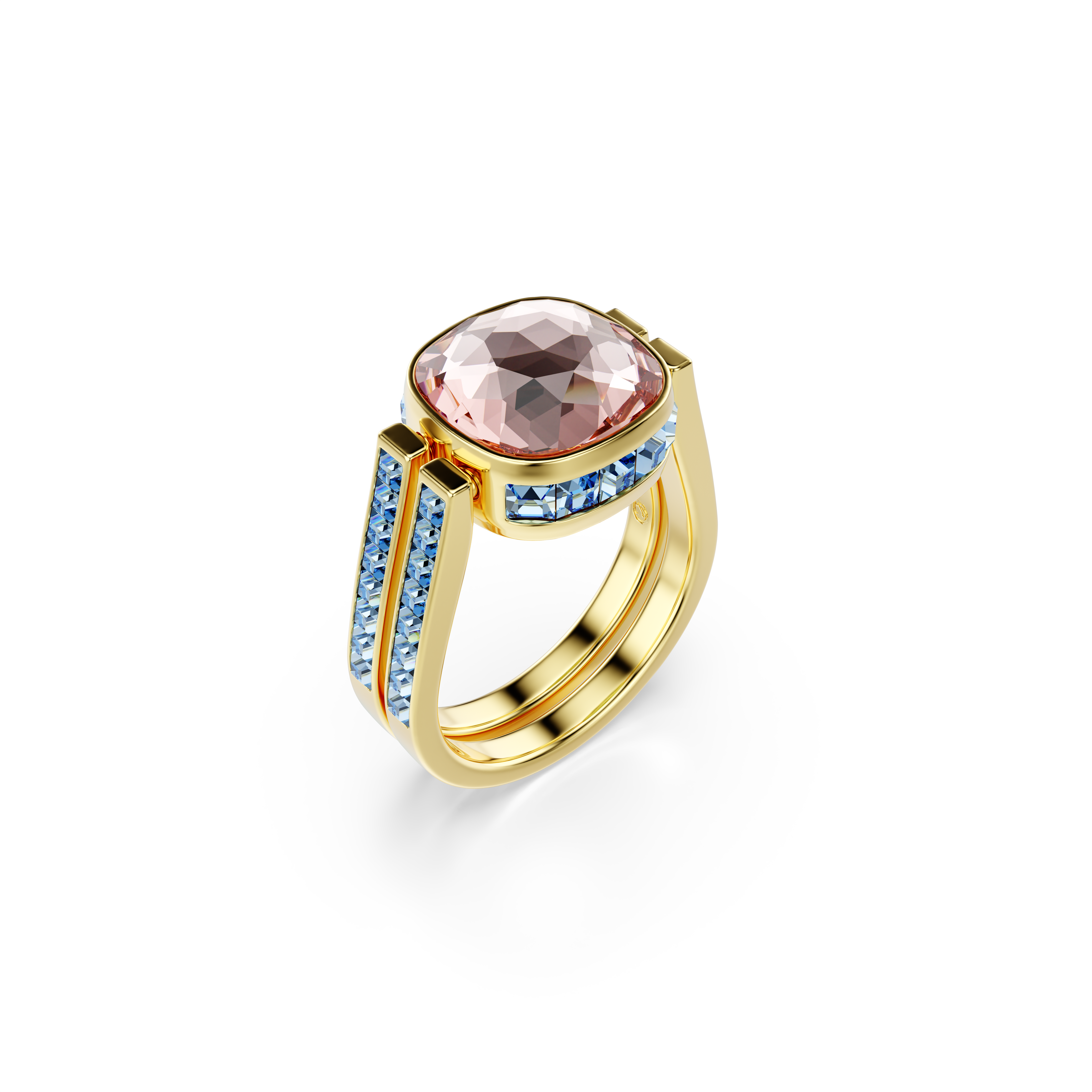 Swarovski Chroma ring, Cushion cut, Multicolored, Gold-tone plated 5692500