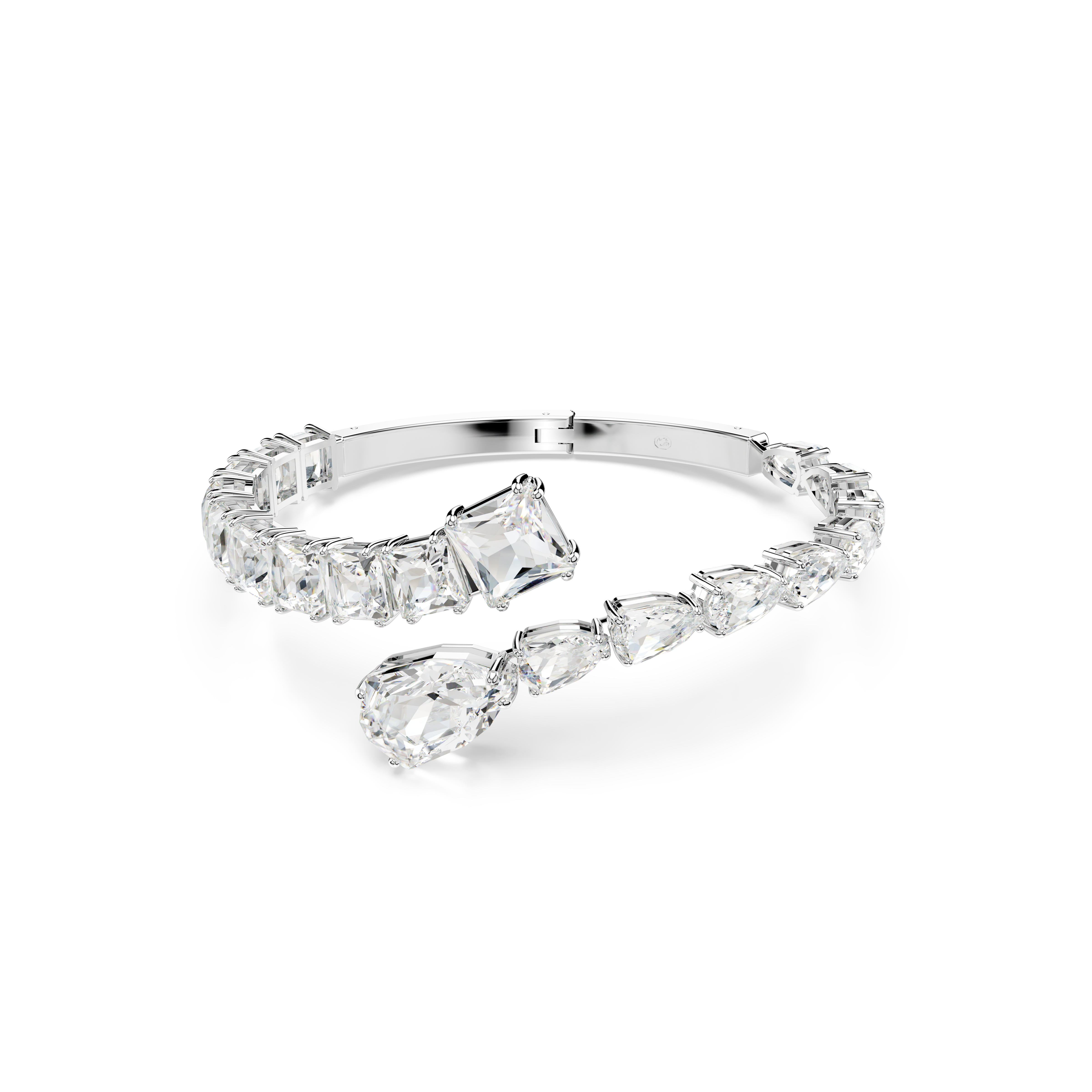Swarovski Matrix cuff, Mixed cuts, White, Rhodium plated 5692527