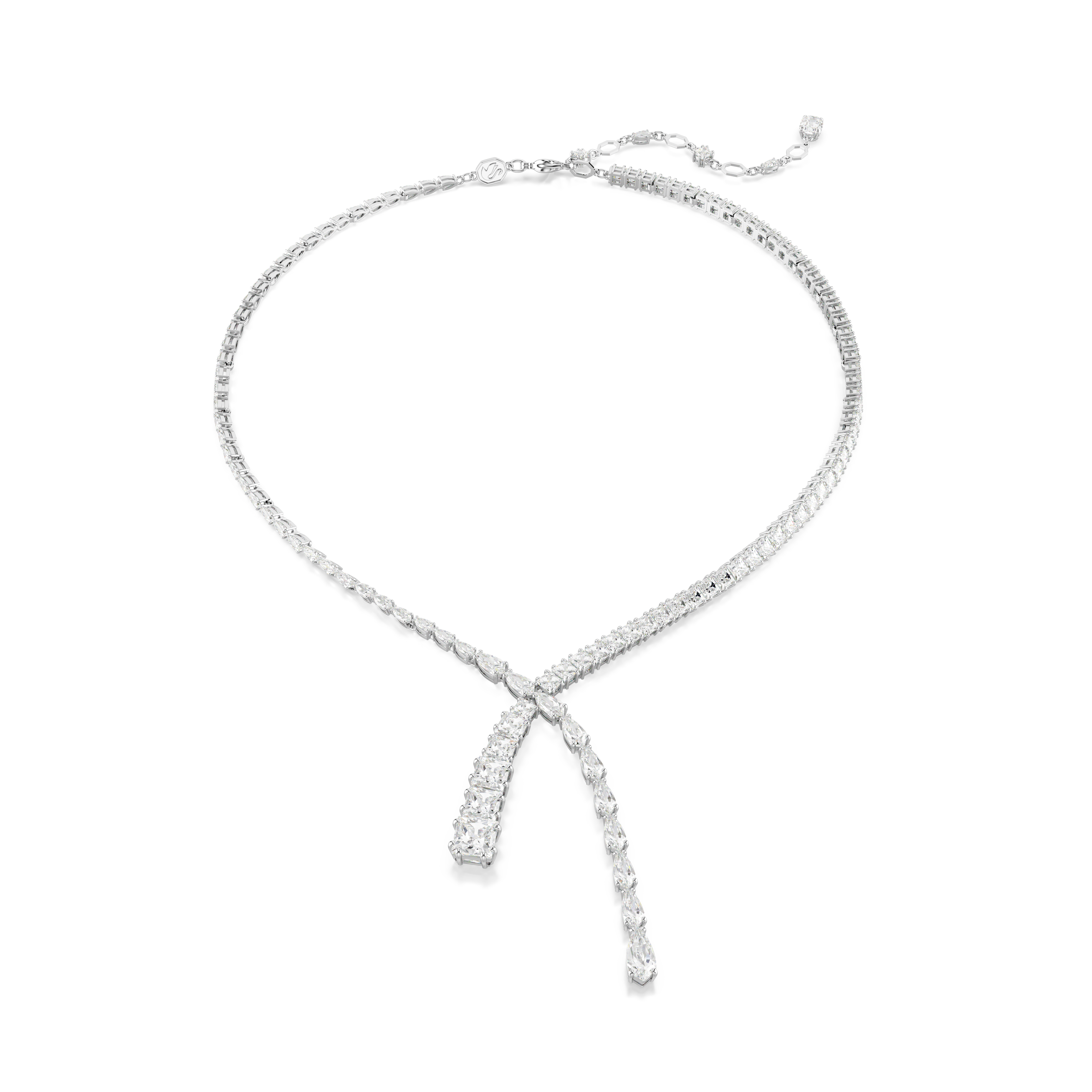 Swarovski Matrix Y necklace, Mixed cuts, White, Rhodium plated 5692533