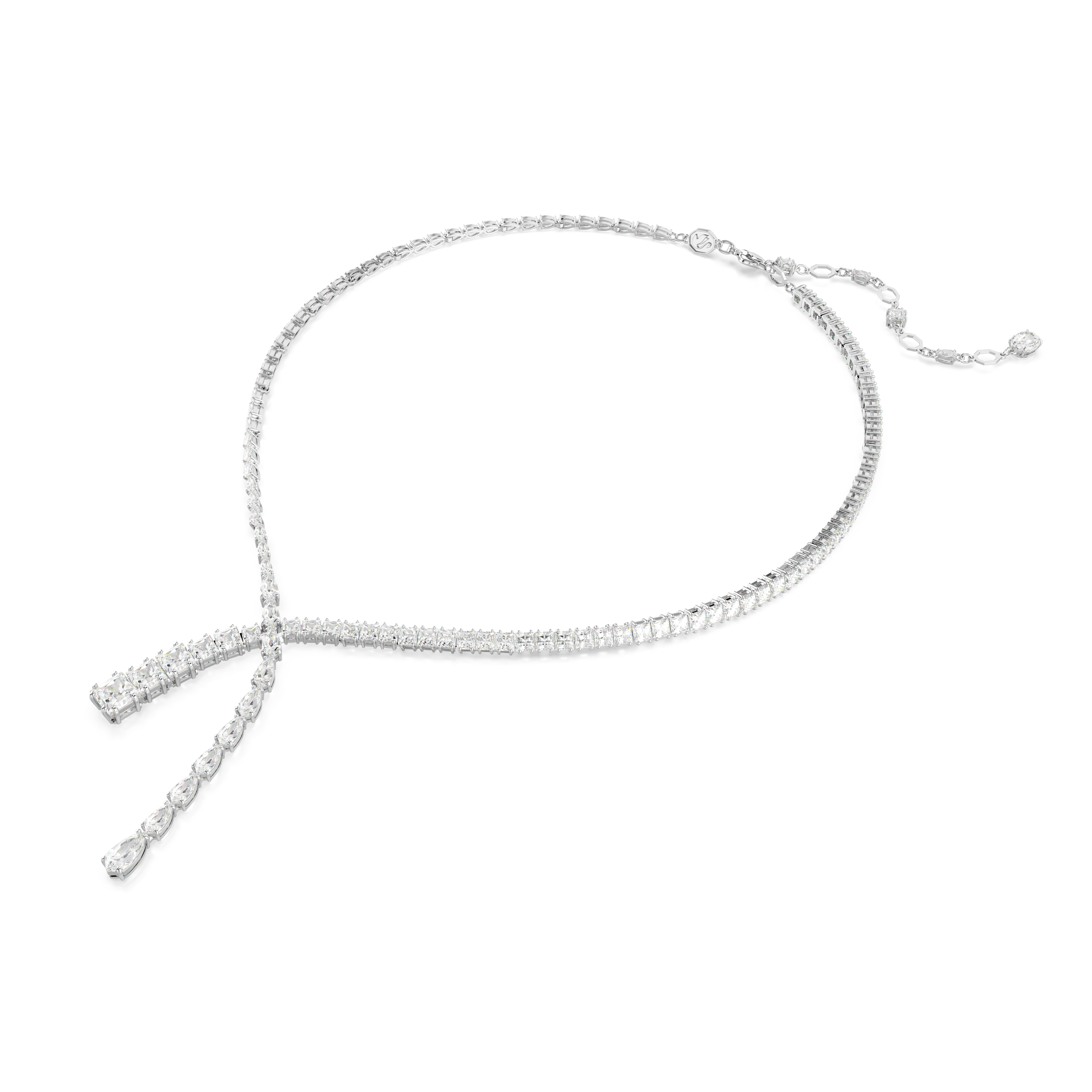 Swarovski Matrix Y necklace, Mixed cuts, White, Rhodium plated 5692533