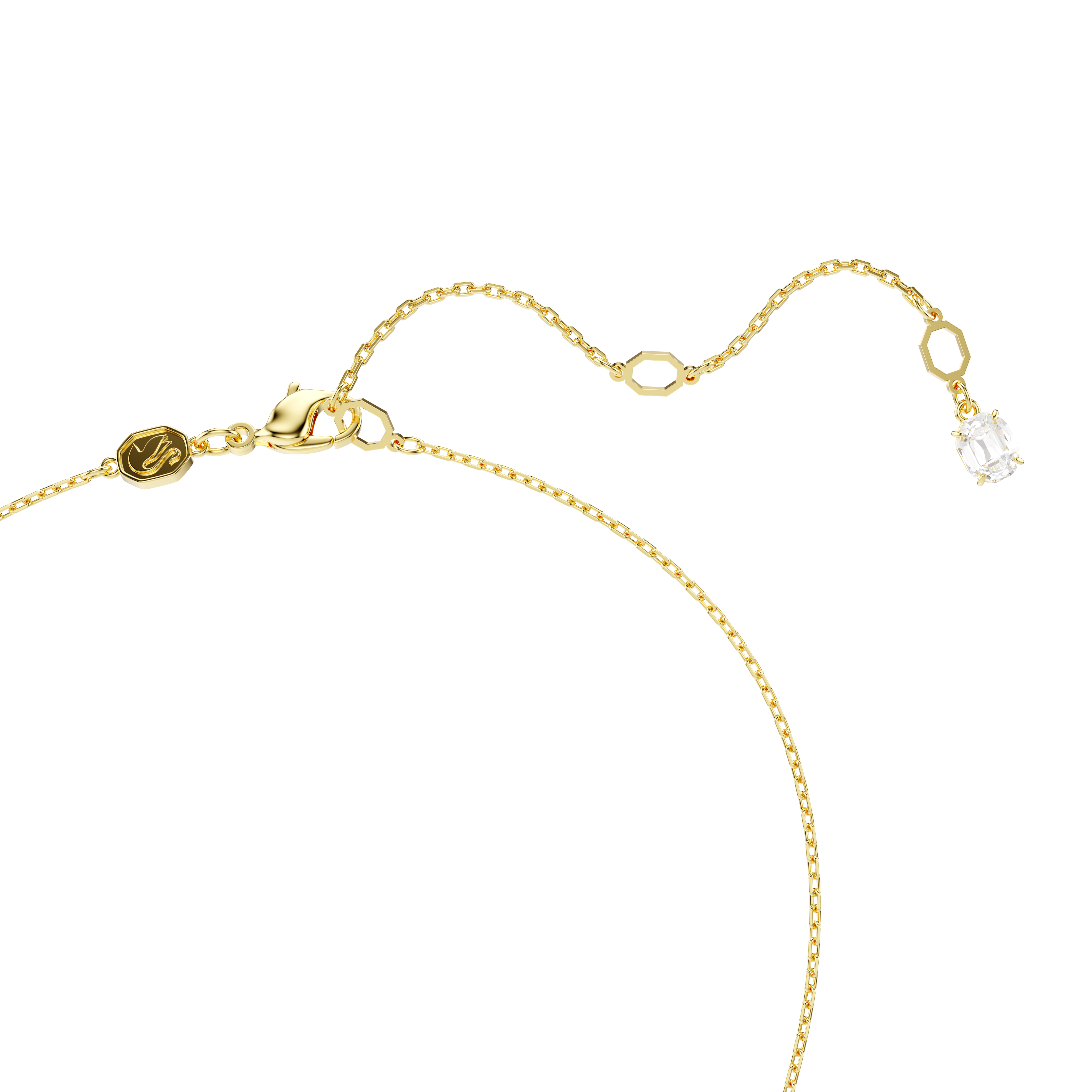 Swarovski Stilla Attract pendant, Square cut, White, Gold-tone plated 5693153