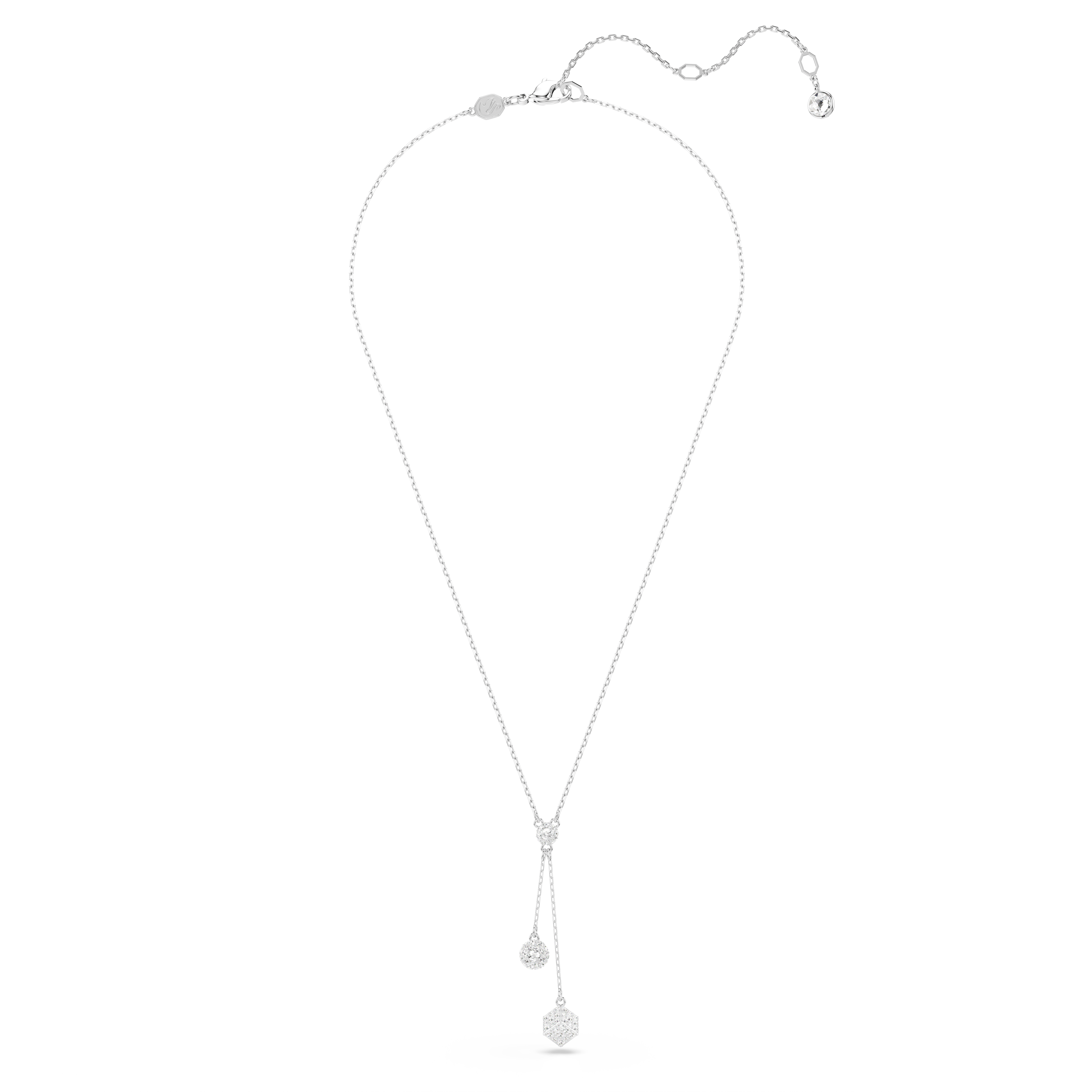 Swarovski Dextera Y pendant, Round cut, Sphere and cube, White, Rhodium plated 5693207