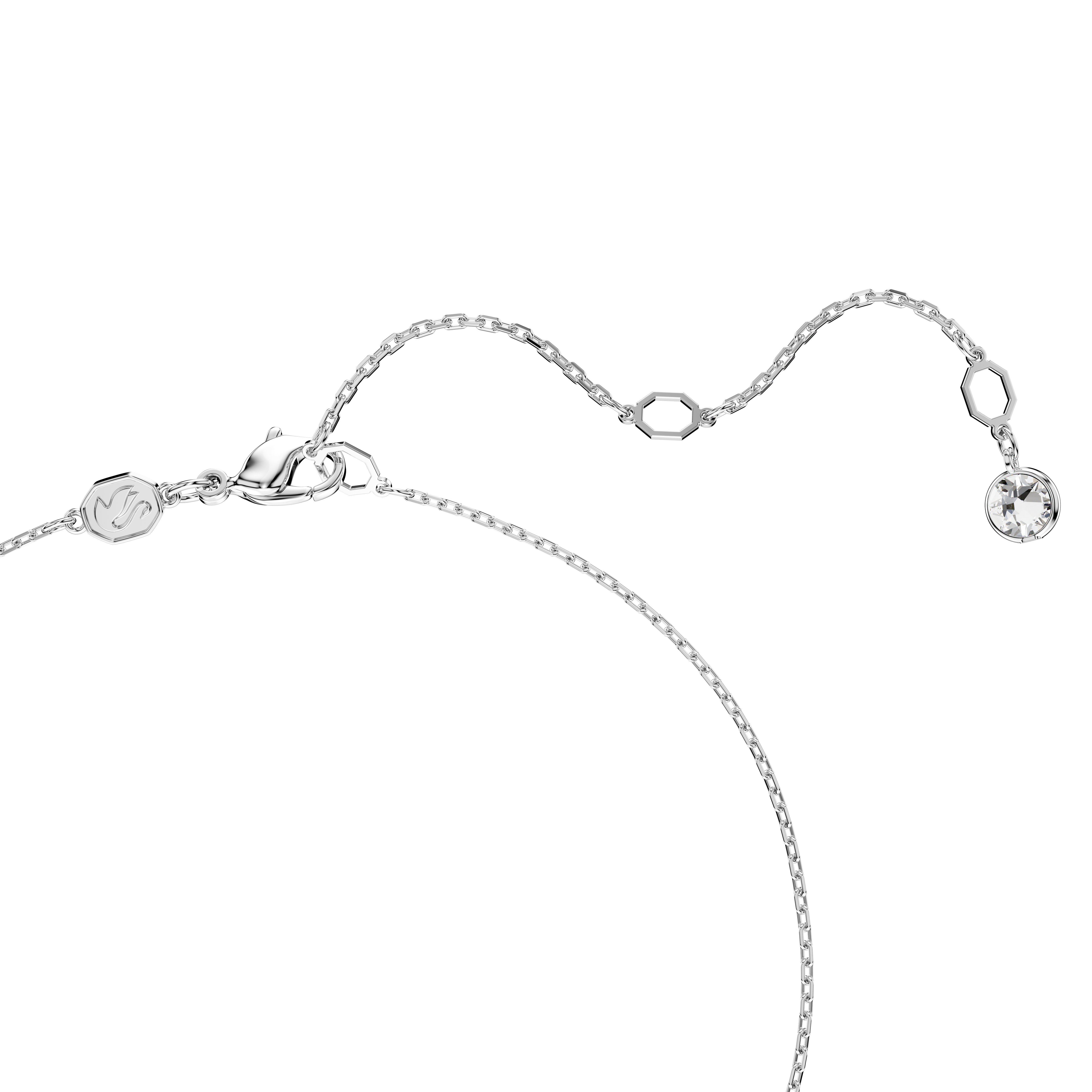 Swarovski Dextera Y pendant, Round cut, Sphere and cube, White, Rhodium plated 5693207