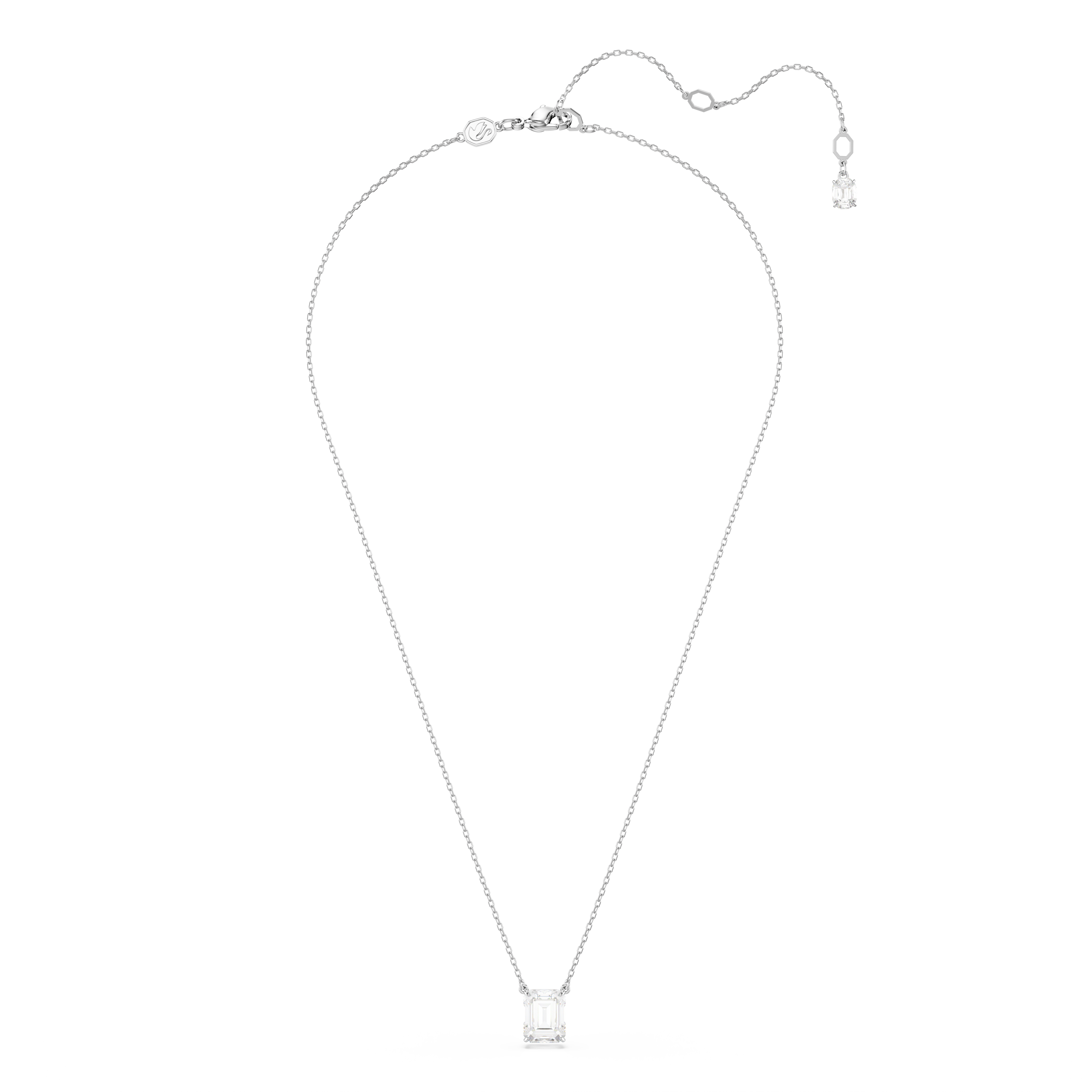 Swarovski Stilla pendant, Octagon cut, White, Rhodium plated 5693405