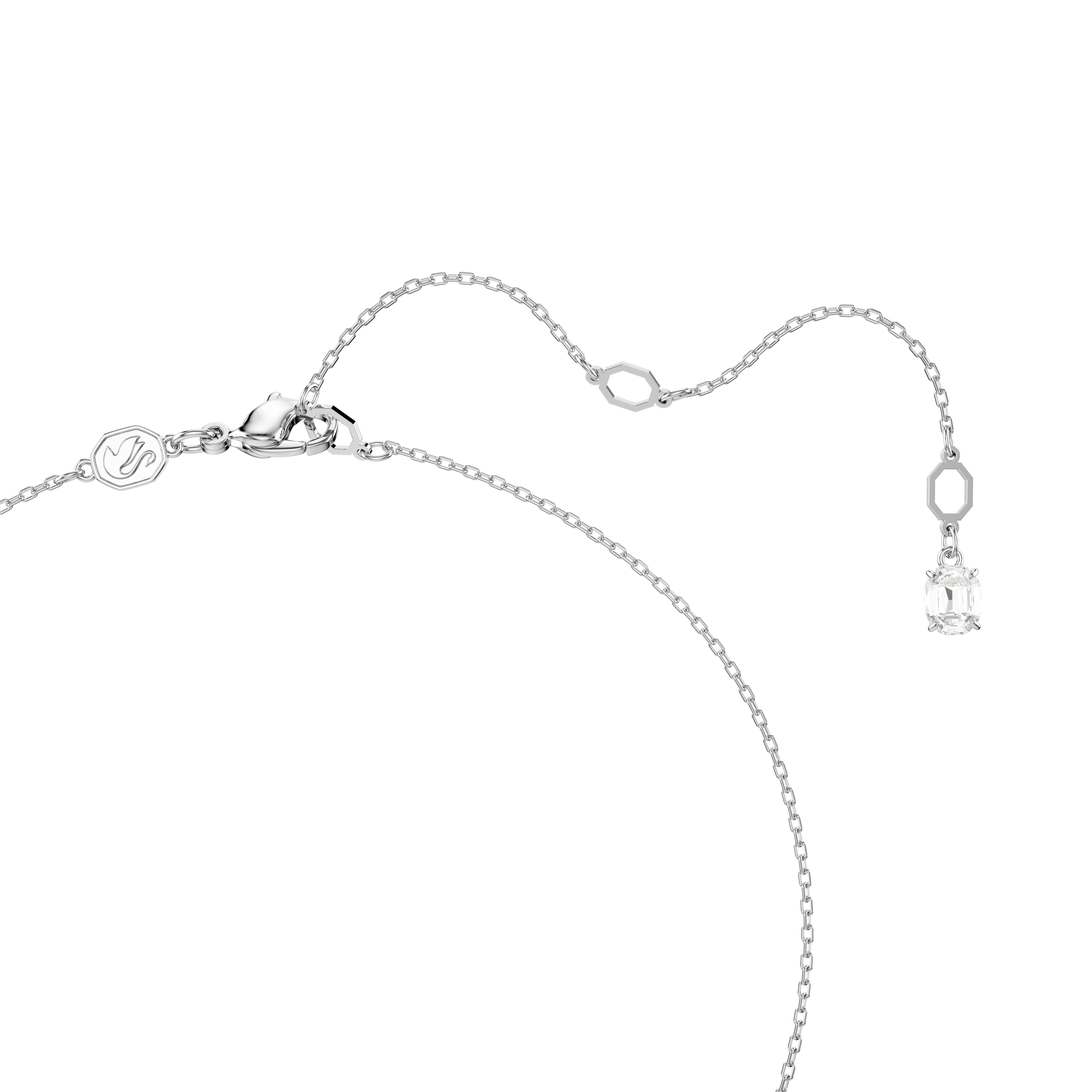 Swarovski Stilla pendant, Octagon cut, White, Rhodium plated 5693405