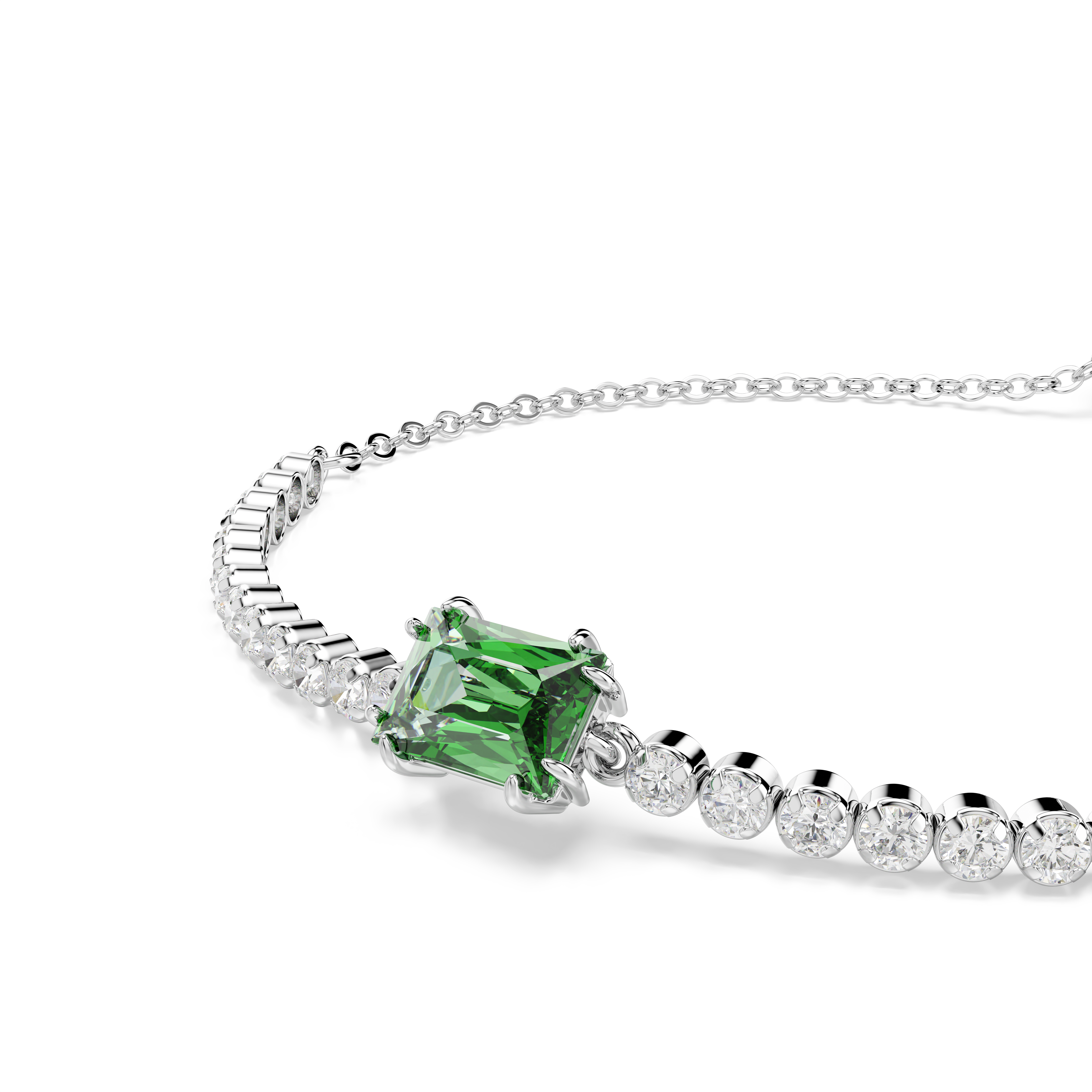 Swarovski Matrix Tennis bracelet, Mixed cuts, Green, Rhodium plated 5693411