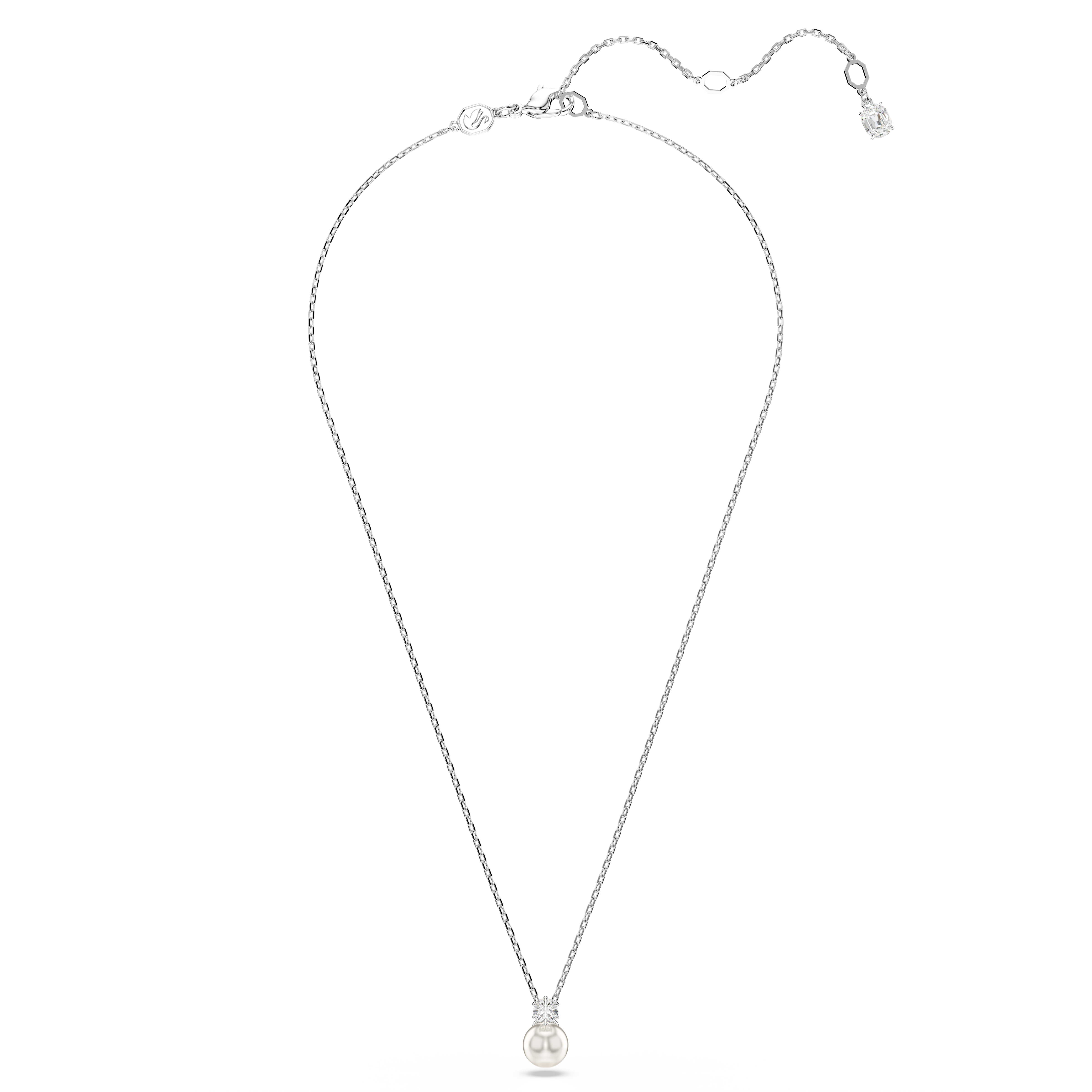 Swarovski Matrix pendant, Crystal pearl, Round cut, White, Rhodium plated 5693897