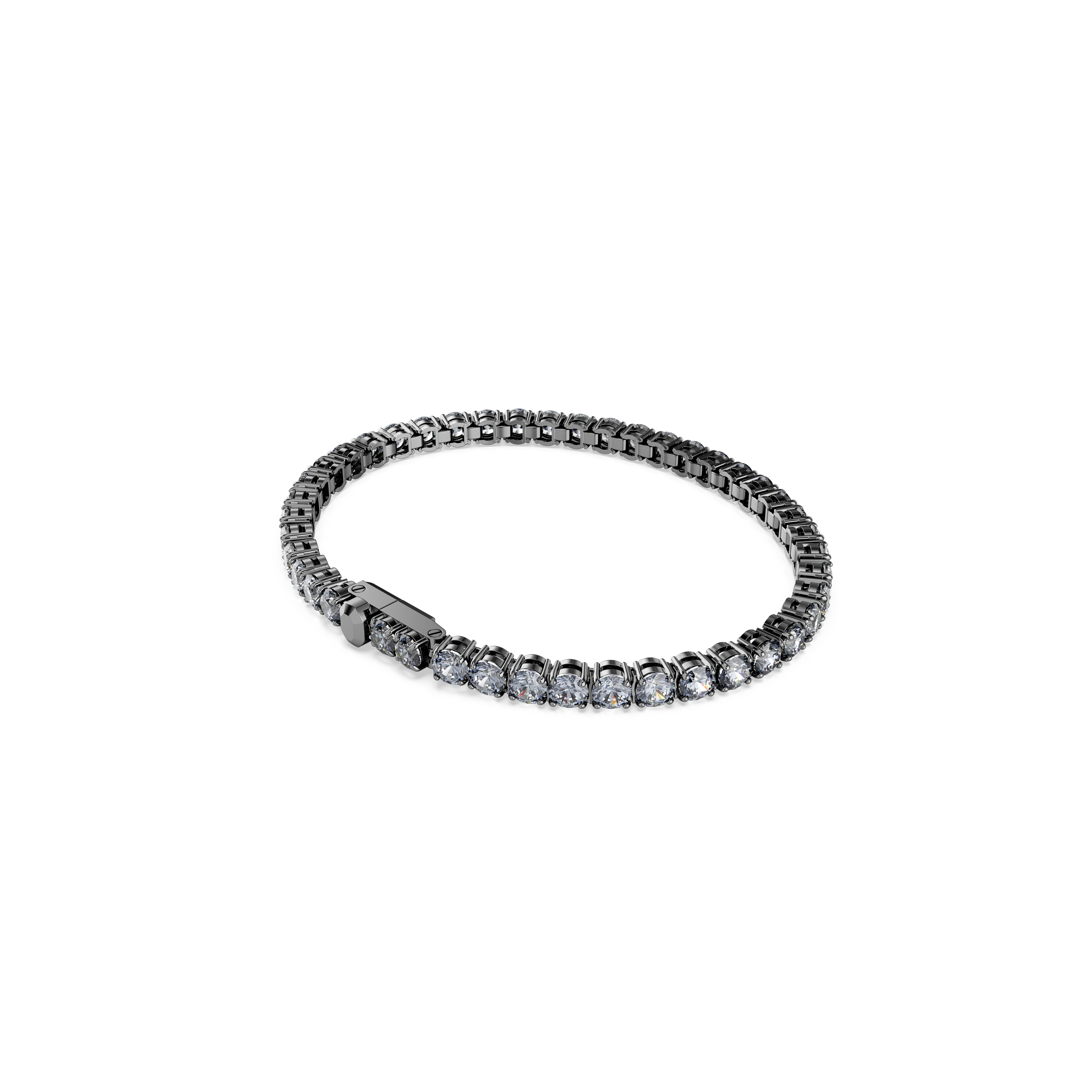 Swarovski Matrix Tennis bracelet, Round cut, Gray, Ruthenium plated 5693927