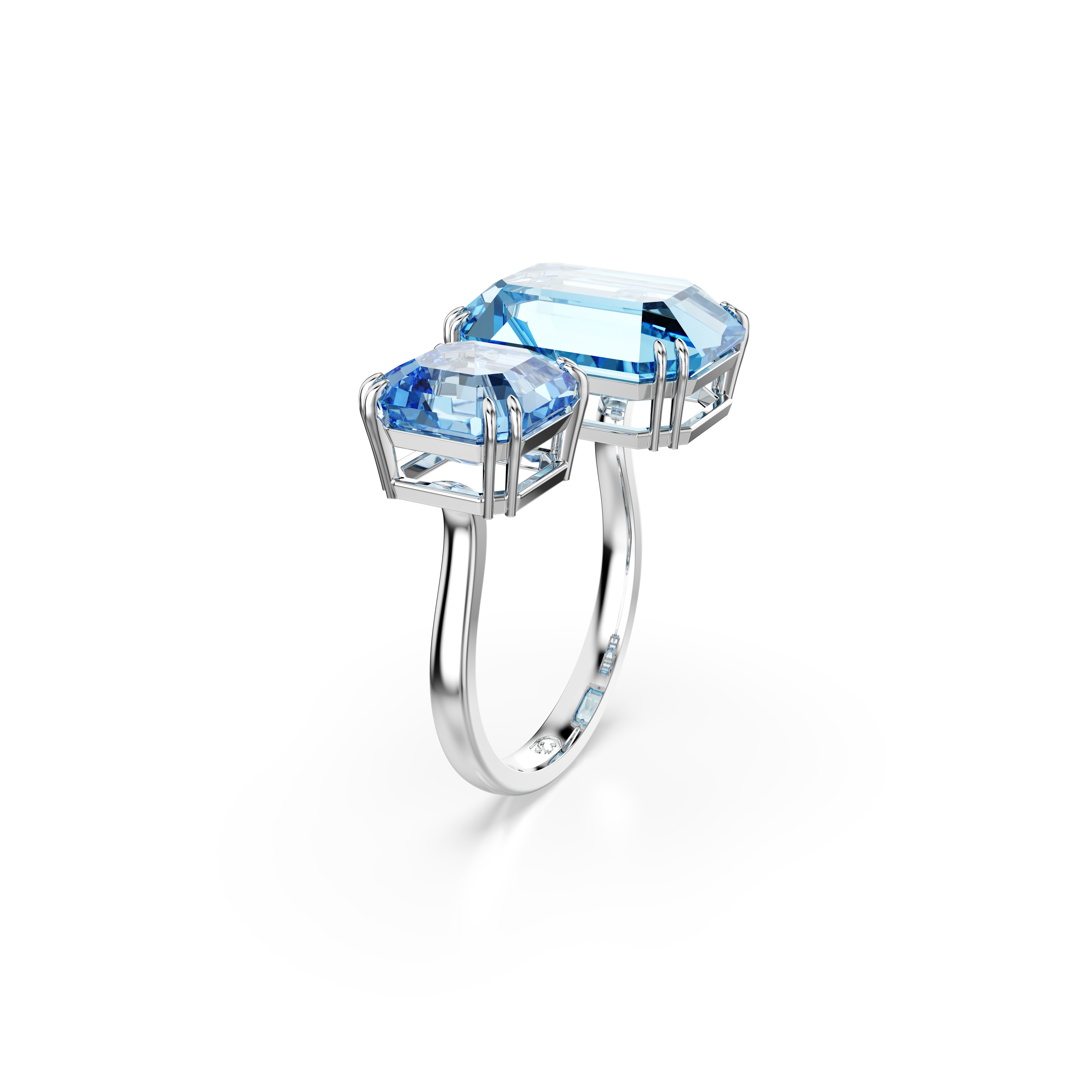 Swarovski Millenia open ring, Octagon cut, Blue, Rhodium plated 5694142