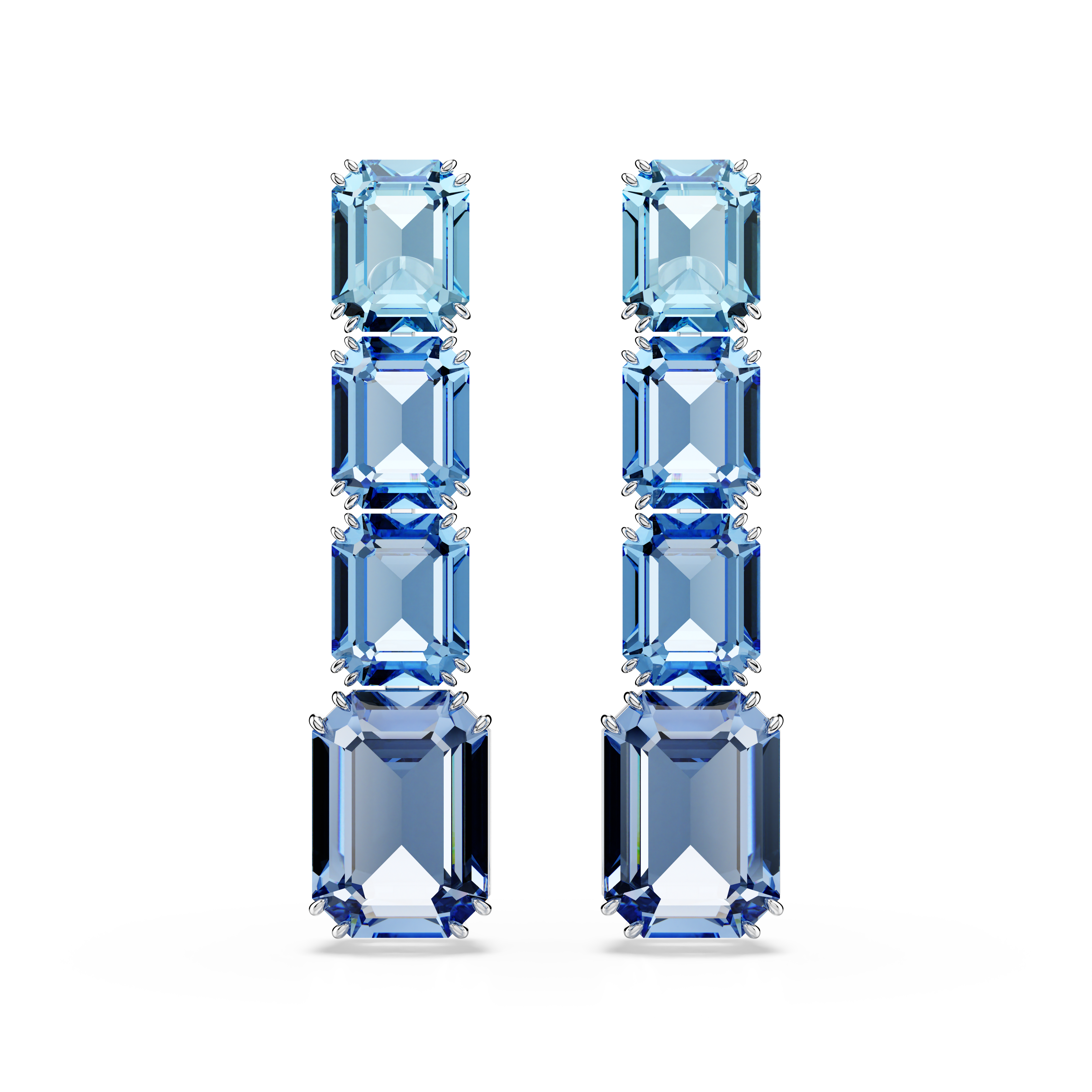 Swarovski Millenia drop earrings, Octagon cut, Color gradient, Blue, Rhodium plated 5696516
