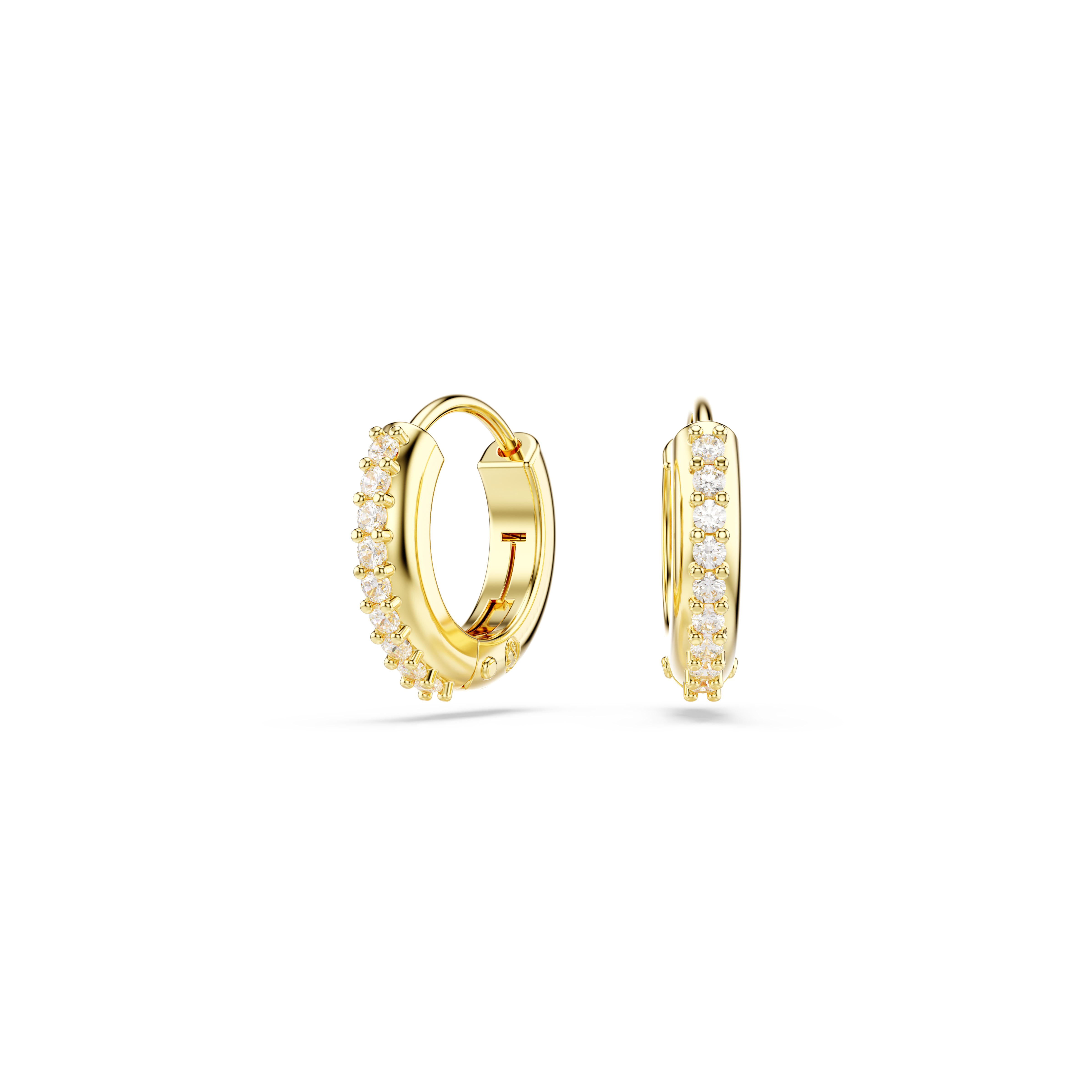 Swarovski Matrix hoop earrings, Round cut, White, Gold-tone plated 5697228