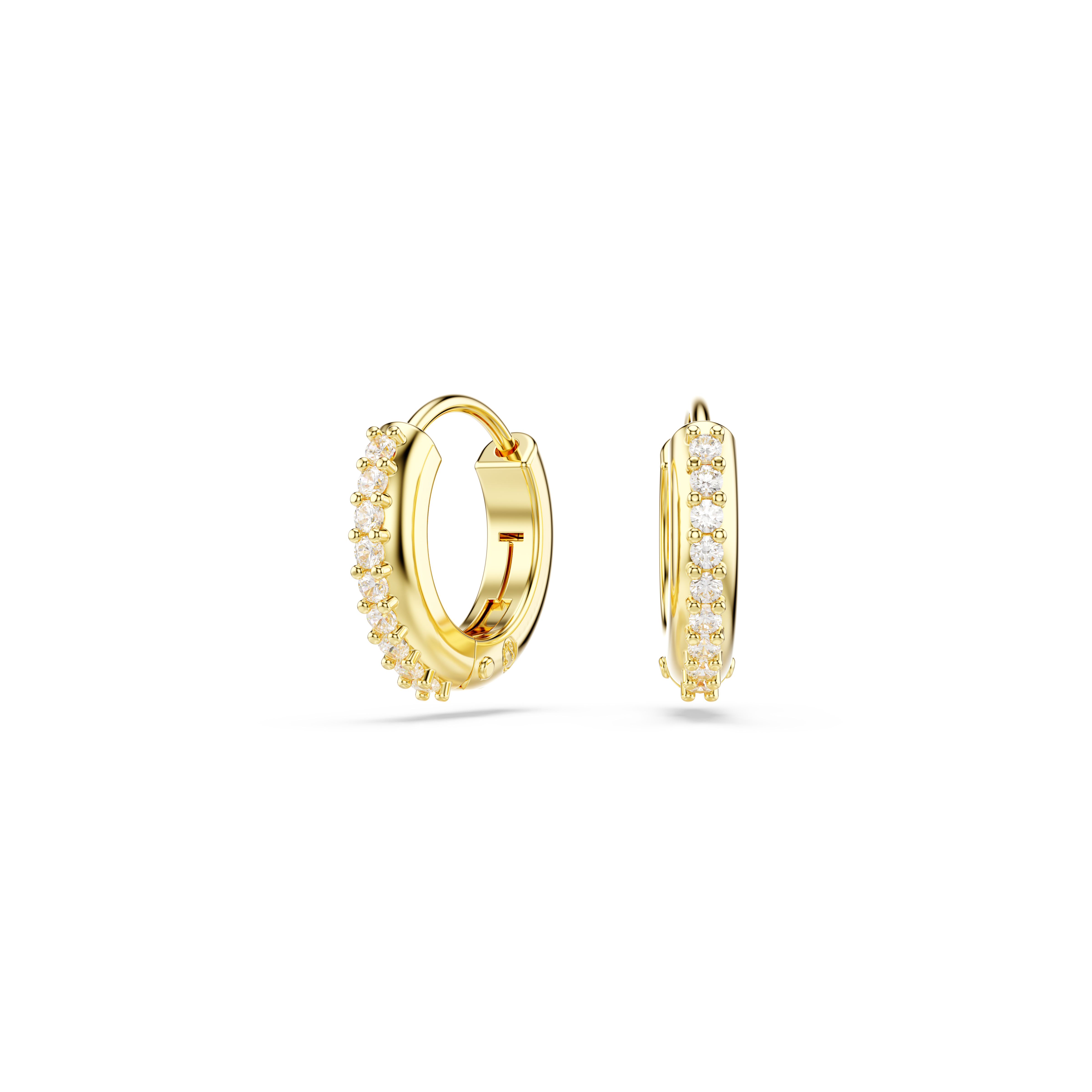 Swarovski Matrix hoop earrings, Round cut, White, Gold-tone plated 5697228