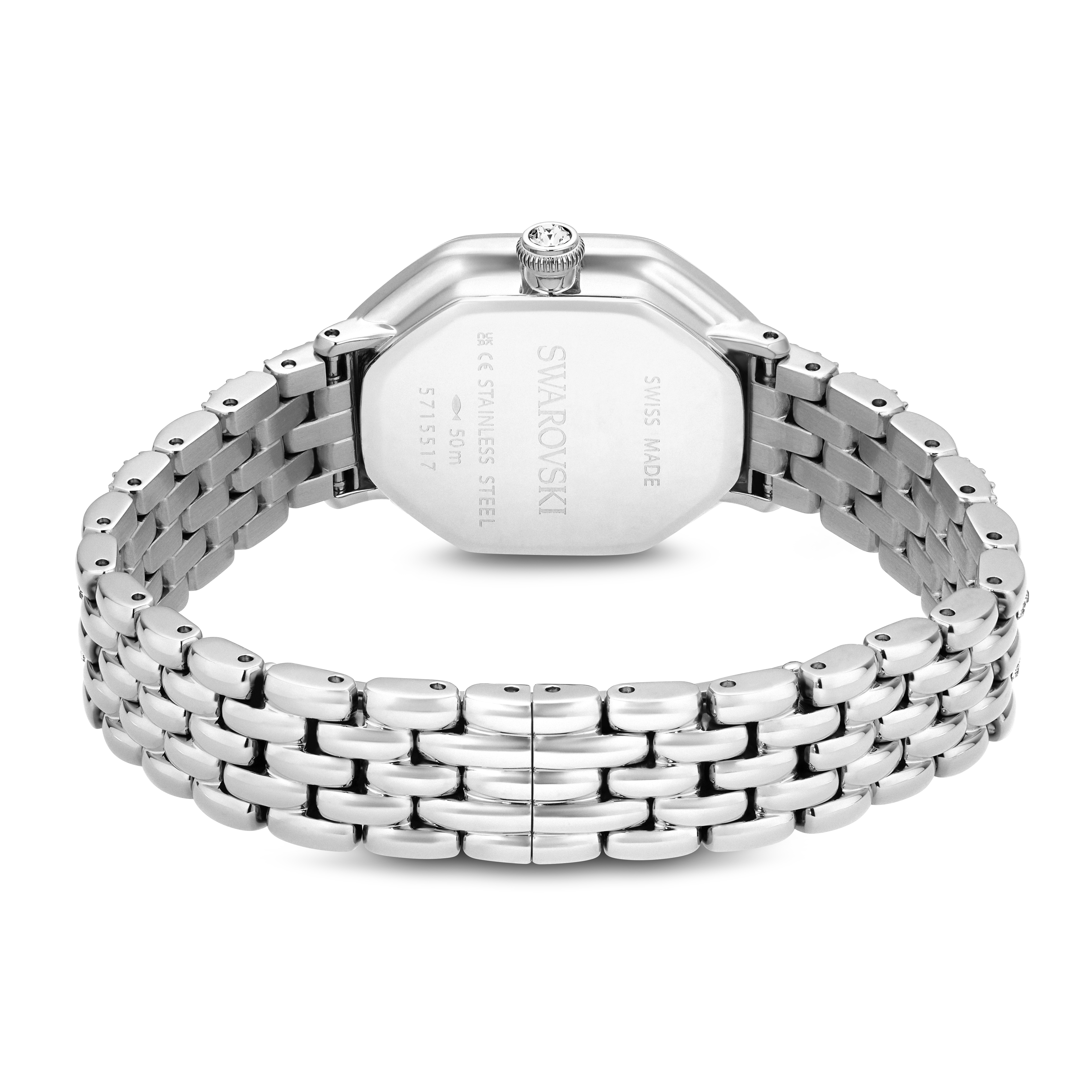 Swarovski Dextera octagon watch, Swiss Made, Metal bracelet, Silver tone, Stainless steel 5698690