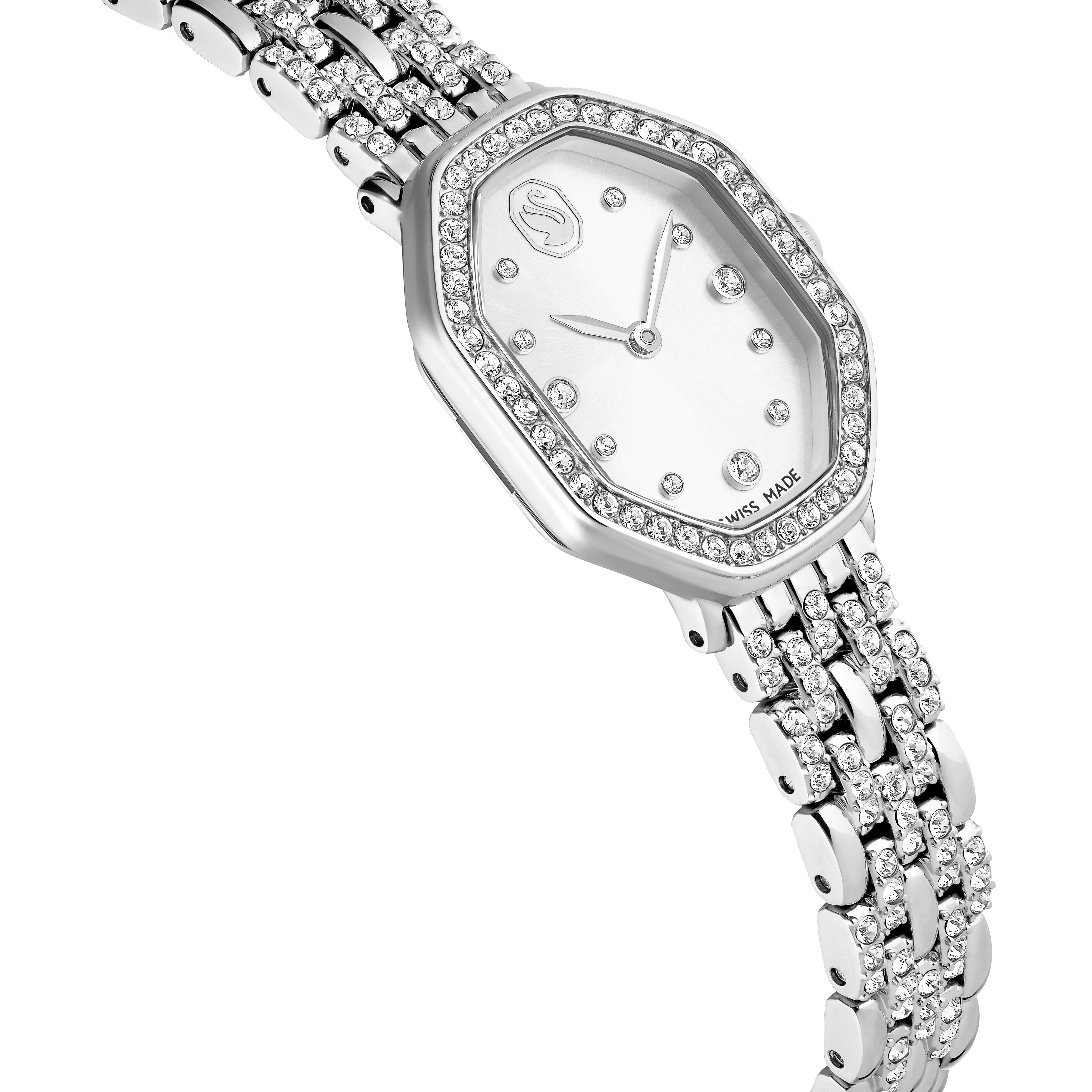 Swarovski Dextera octagon watch, Swiss Made, Metal bracelet, Silver tone, Stainless steel 5698690