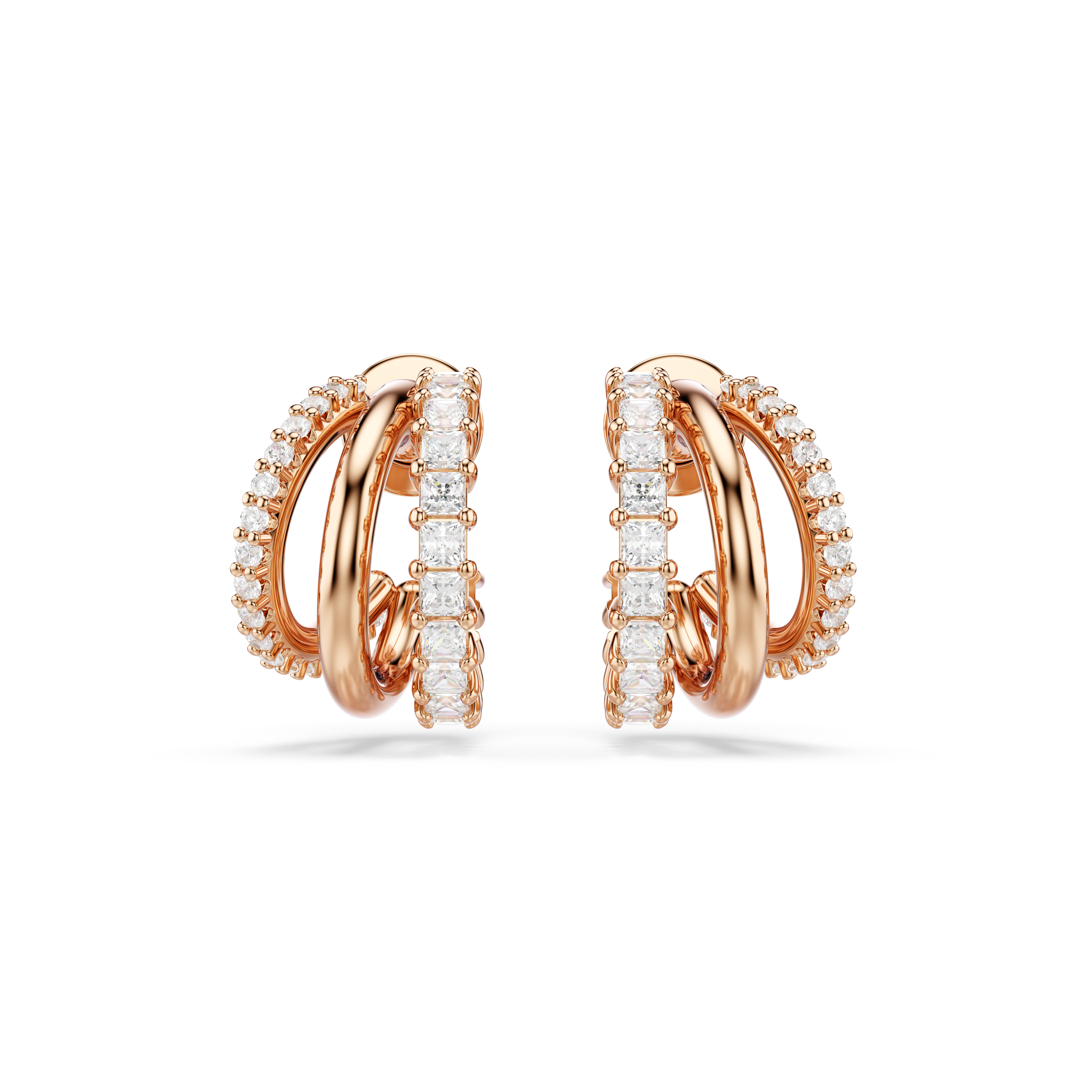Swarovski Hyperbola hoop earrings, Mixed cuts, Mini, White, Rose gold-tone plated 5698702