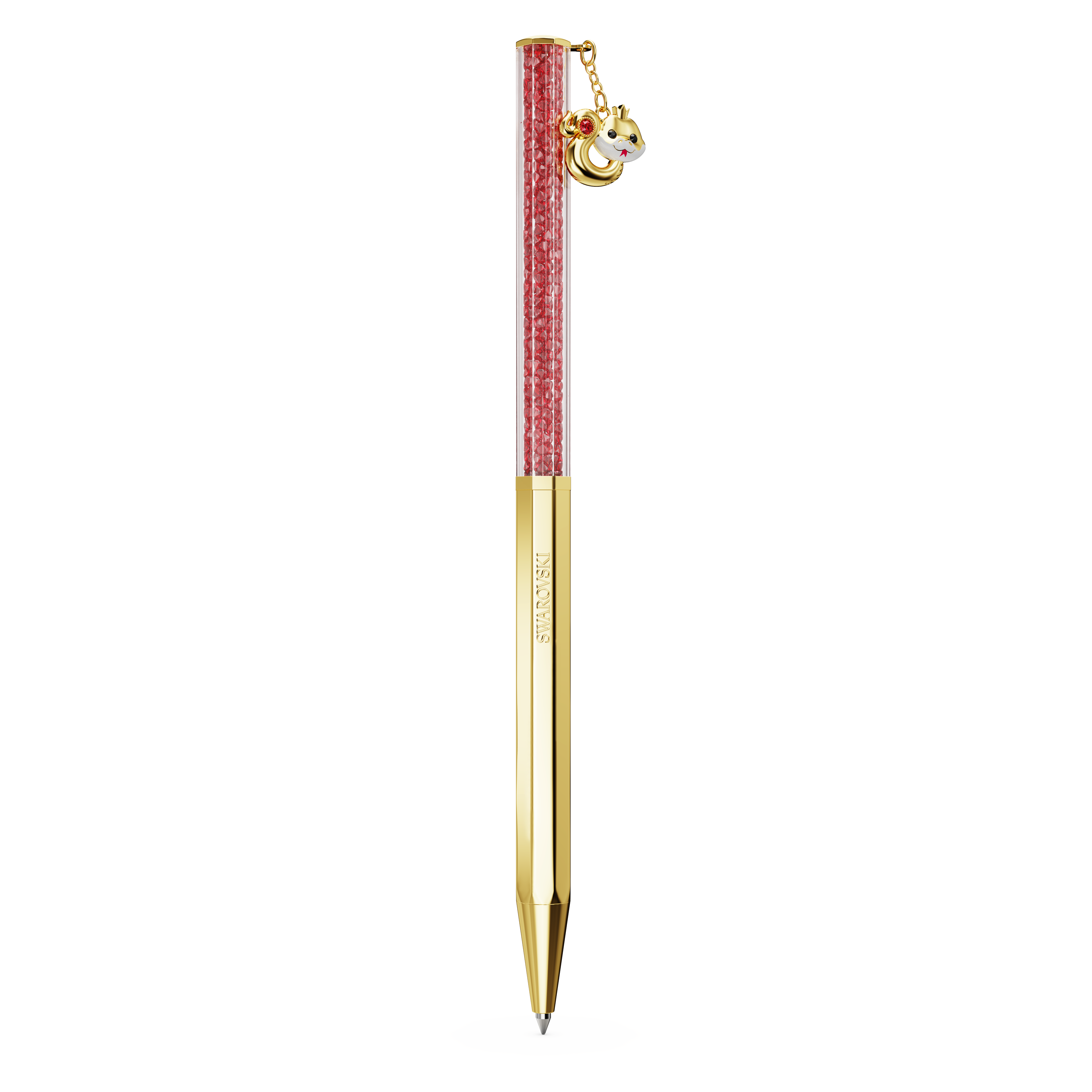 Swarovski Crystalline Chinese New Year ballpoint pen, Octagon shape, Year of the snake, Red, Gold-tone plated 5699334