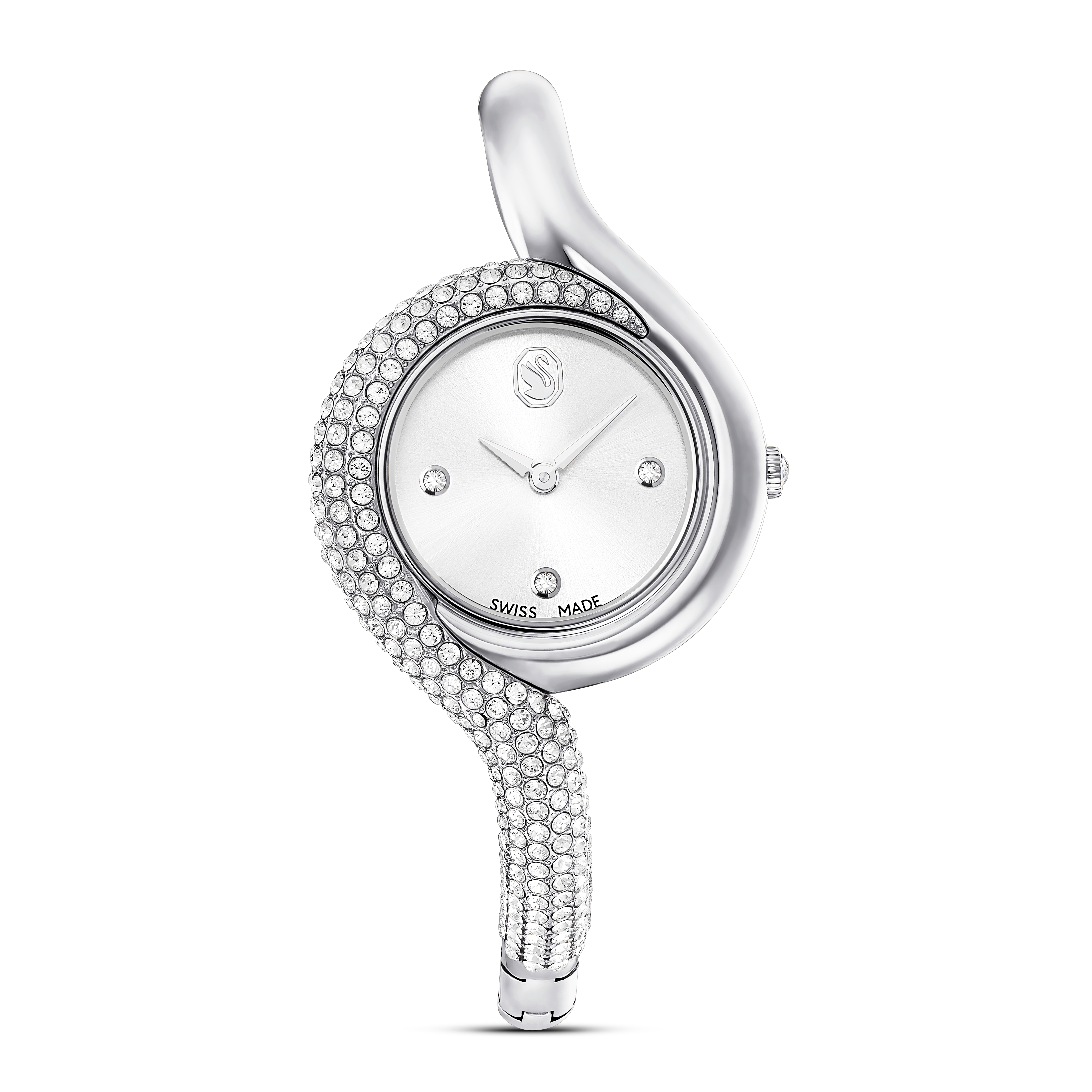 Swarovski Dextera asymmetric watch, Swiss Made, Metal bracelet, Silver tone, Stainless Steel 5700996