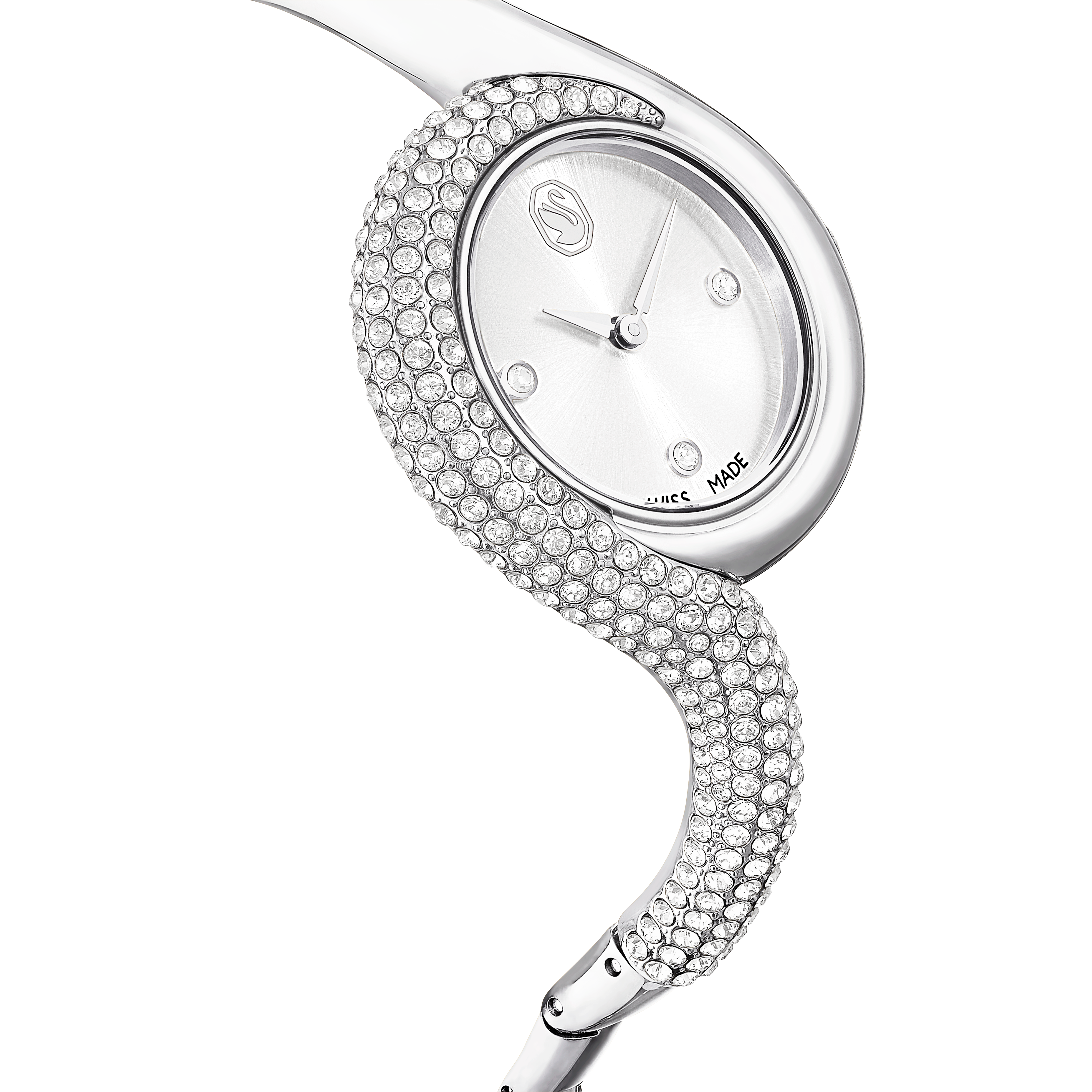 Swarovski Dextera asymmetric watch, Swiss Made, Metal bracelet, Silver tone, Stainless Steel 5700996