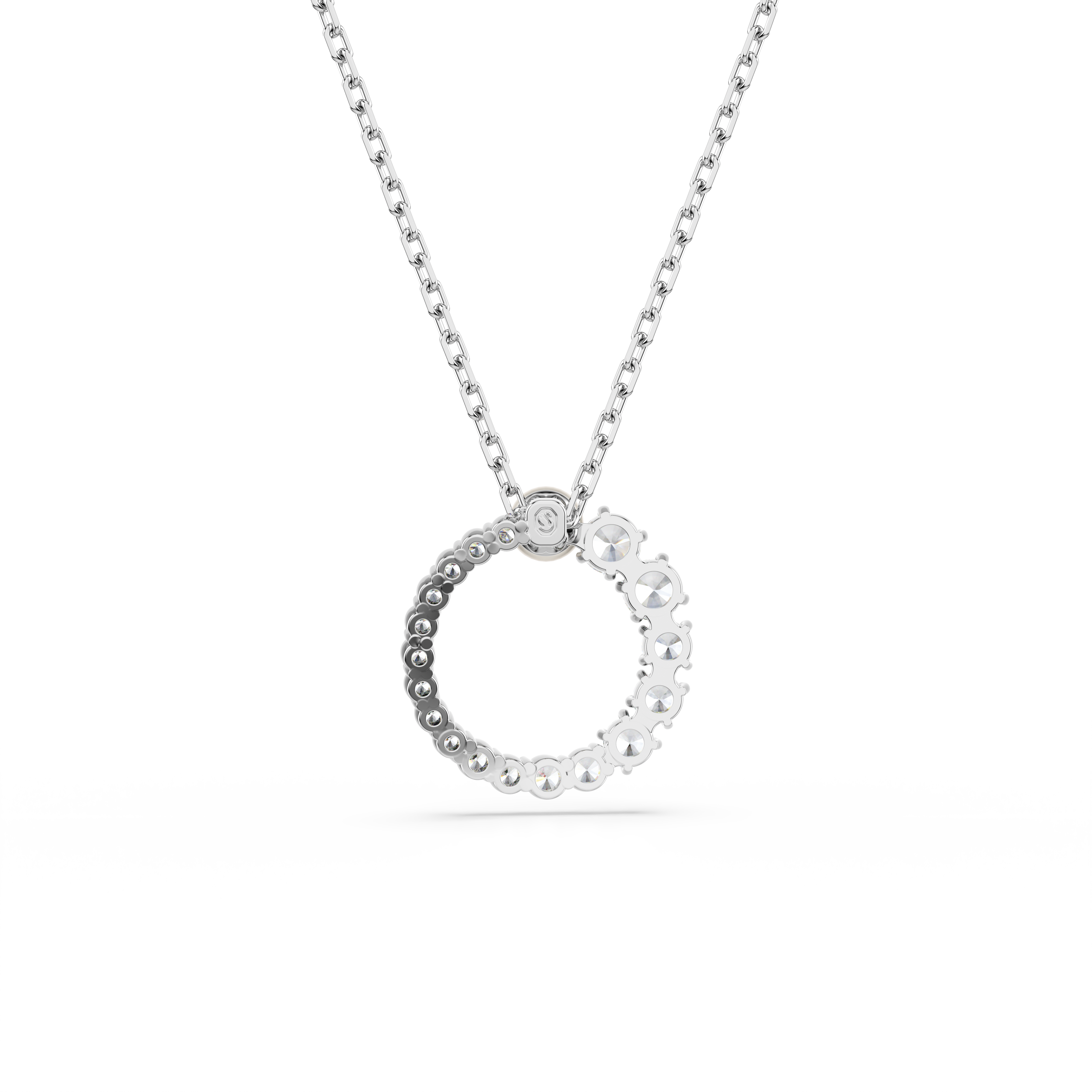 Swarovski Matrix pendant, Crystal pearl, Round cut, White, Rhodium plated 5701597