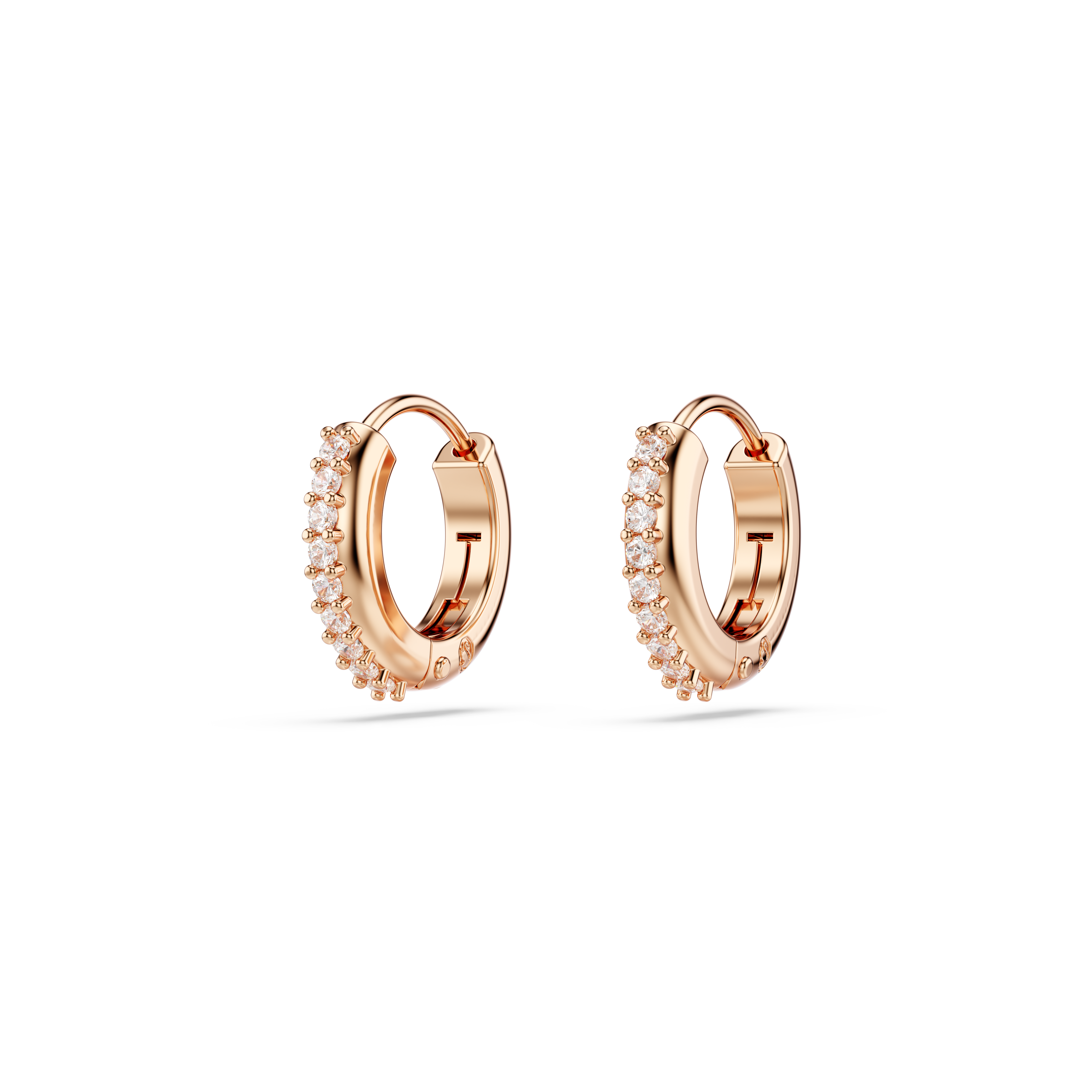 Swarovski Matrix hoop earrings, Round cut, White, Rose gold-tone plated 5701601