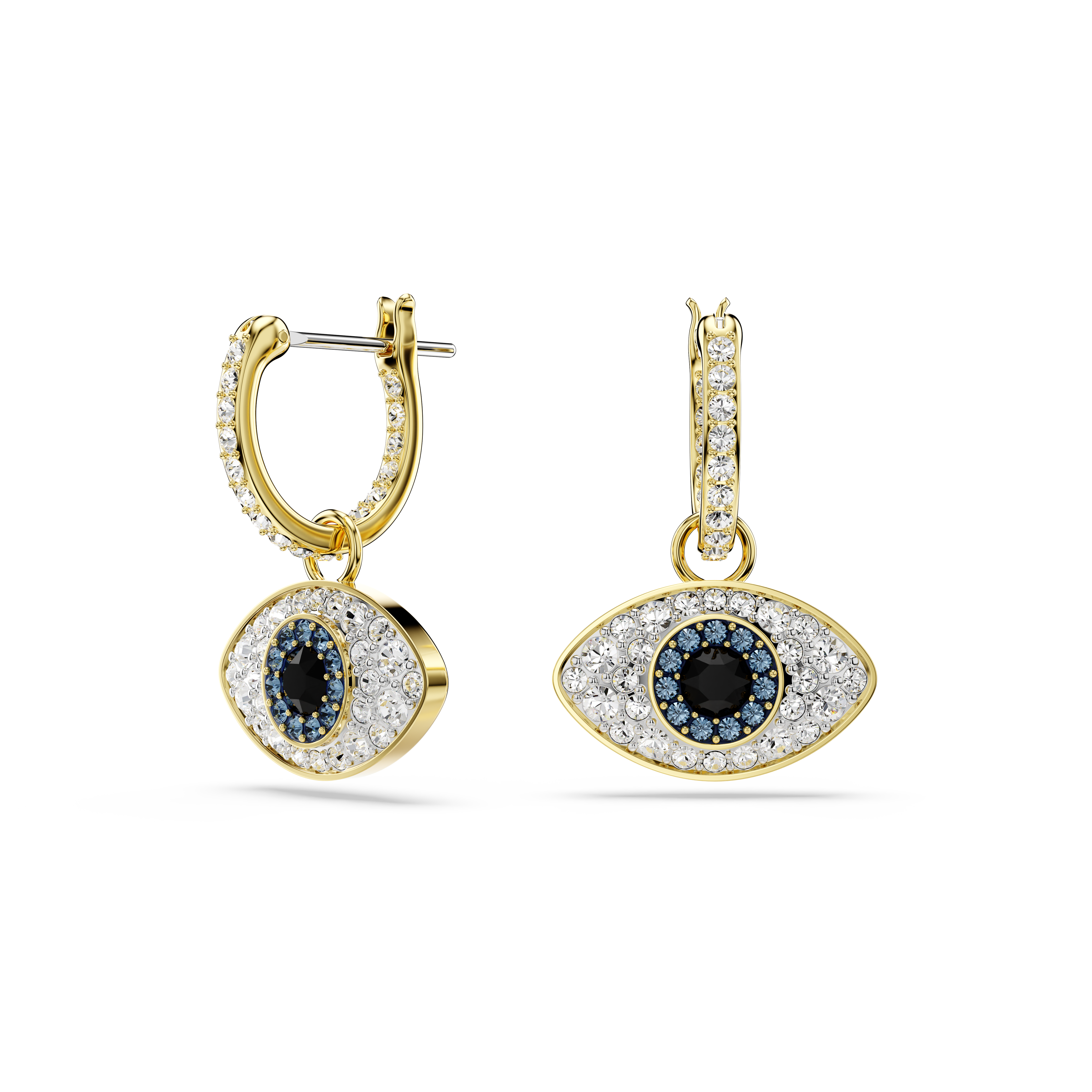 Swarovski Symbolica drop earrings, Evil eye, Blue, Gold-tone plated 5701612