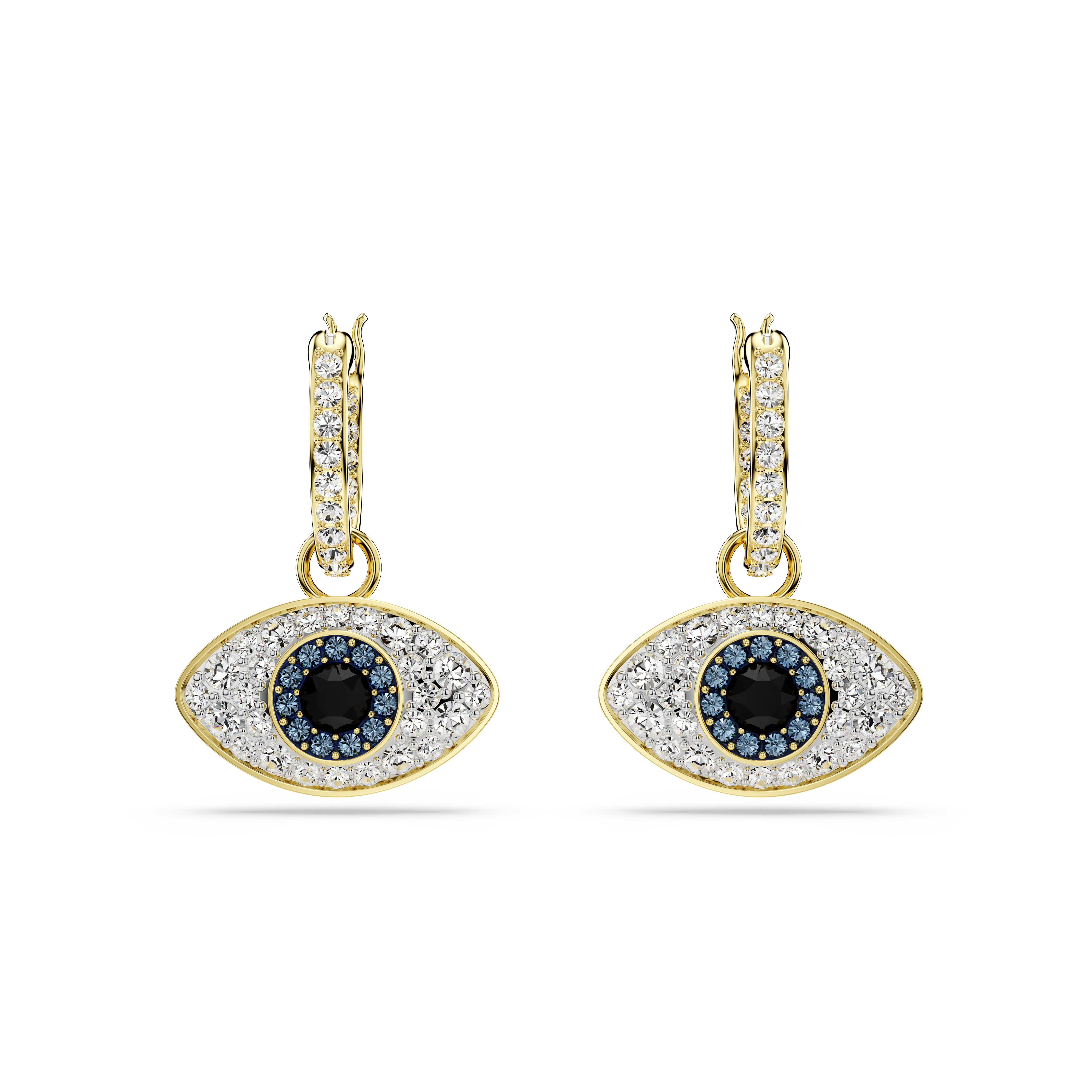 Swarovski Symbolica drop earrings, Evil eye, Blue, Gold-tone plated 5701612