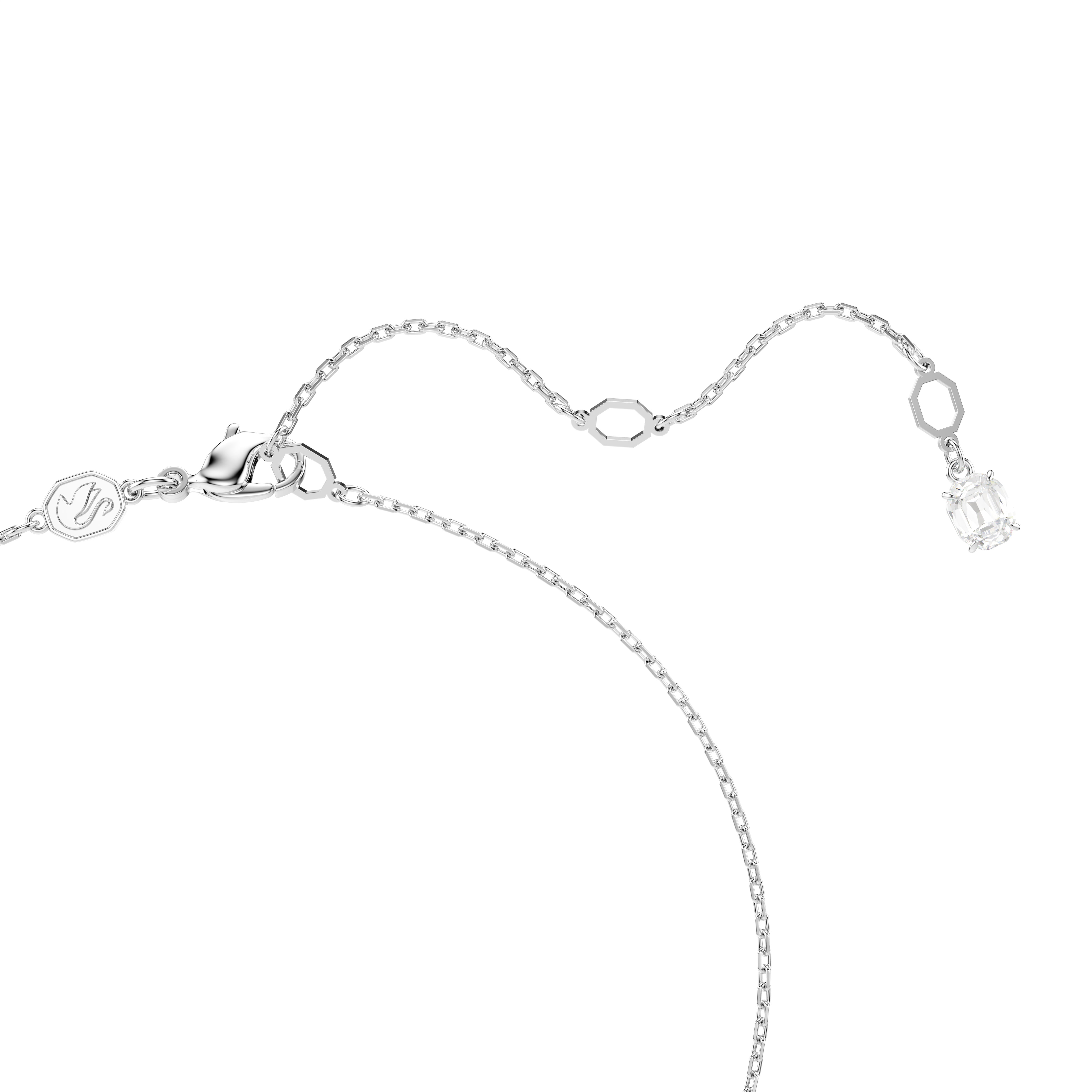 Swarovski Stilla Attract pendant, Square cut, White, Rhodium plated 5701903