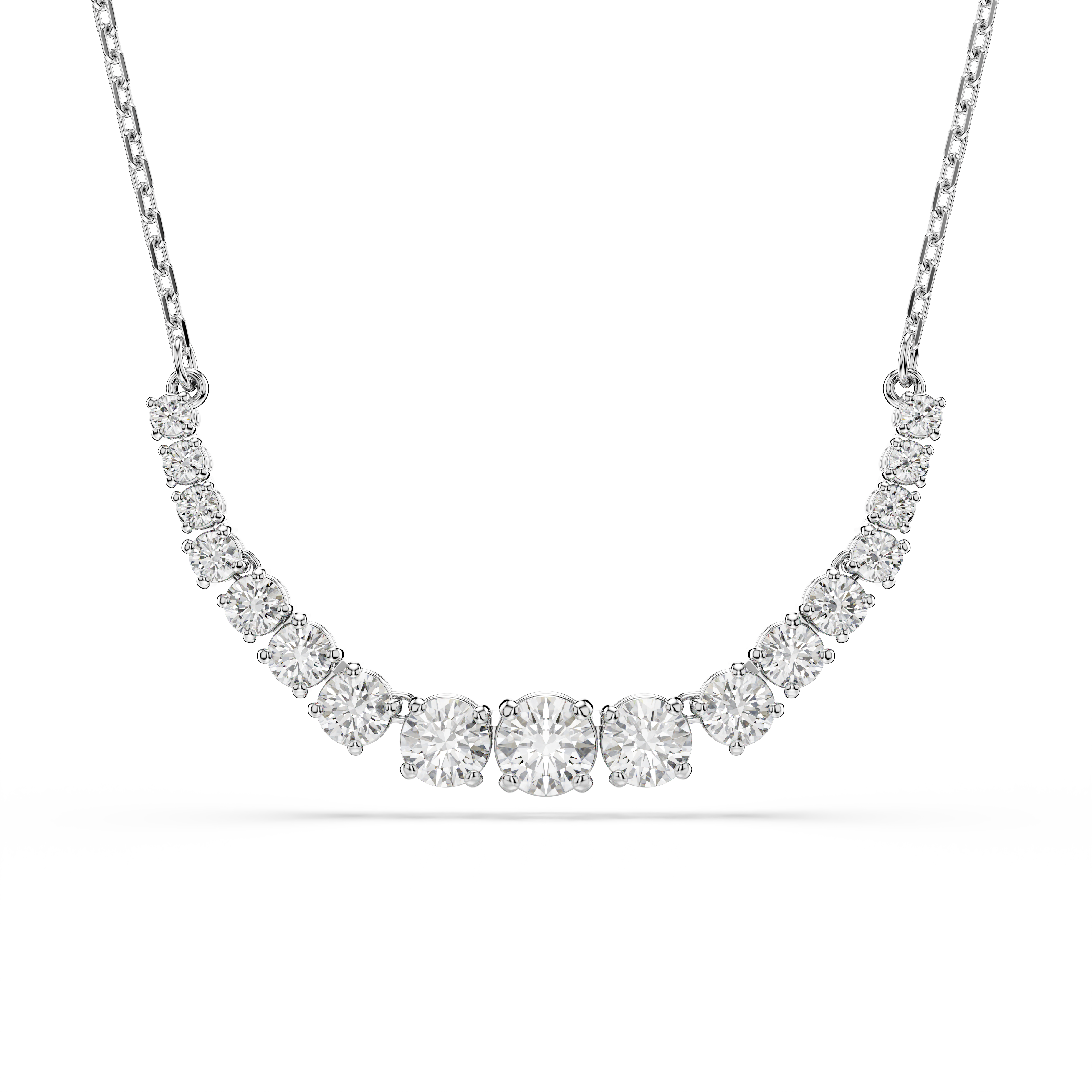 Swarovski Matrix necklace, Gradient of round cuts, White, Rhodium plated 5705396