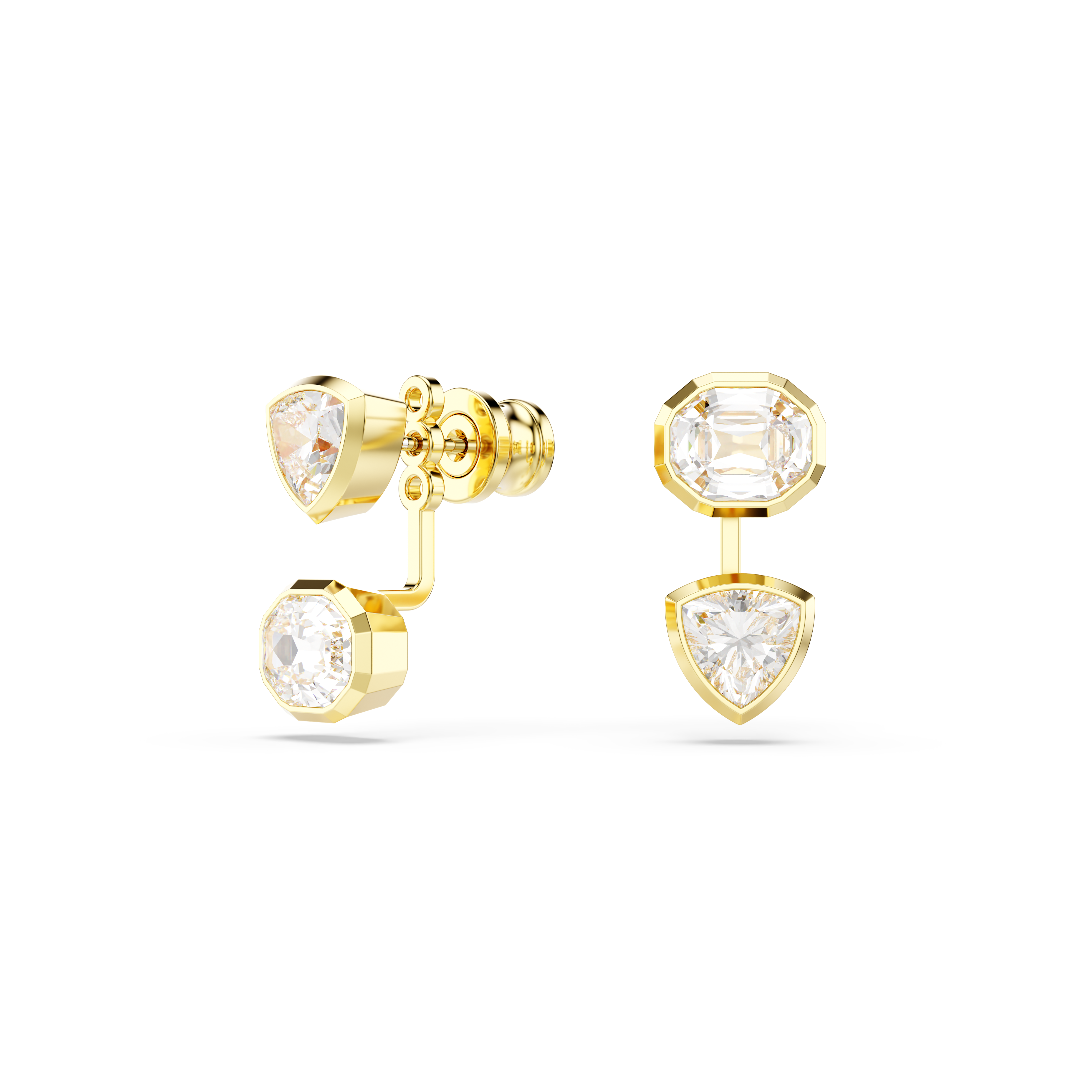Swarovski Imber earring jackets, Asymmetrical design, Mixed cuts, White, Gold-tone plated 5705461
