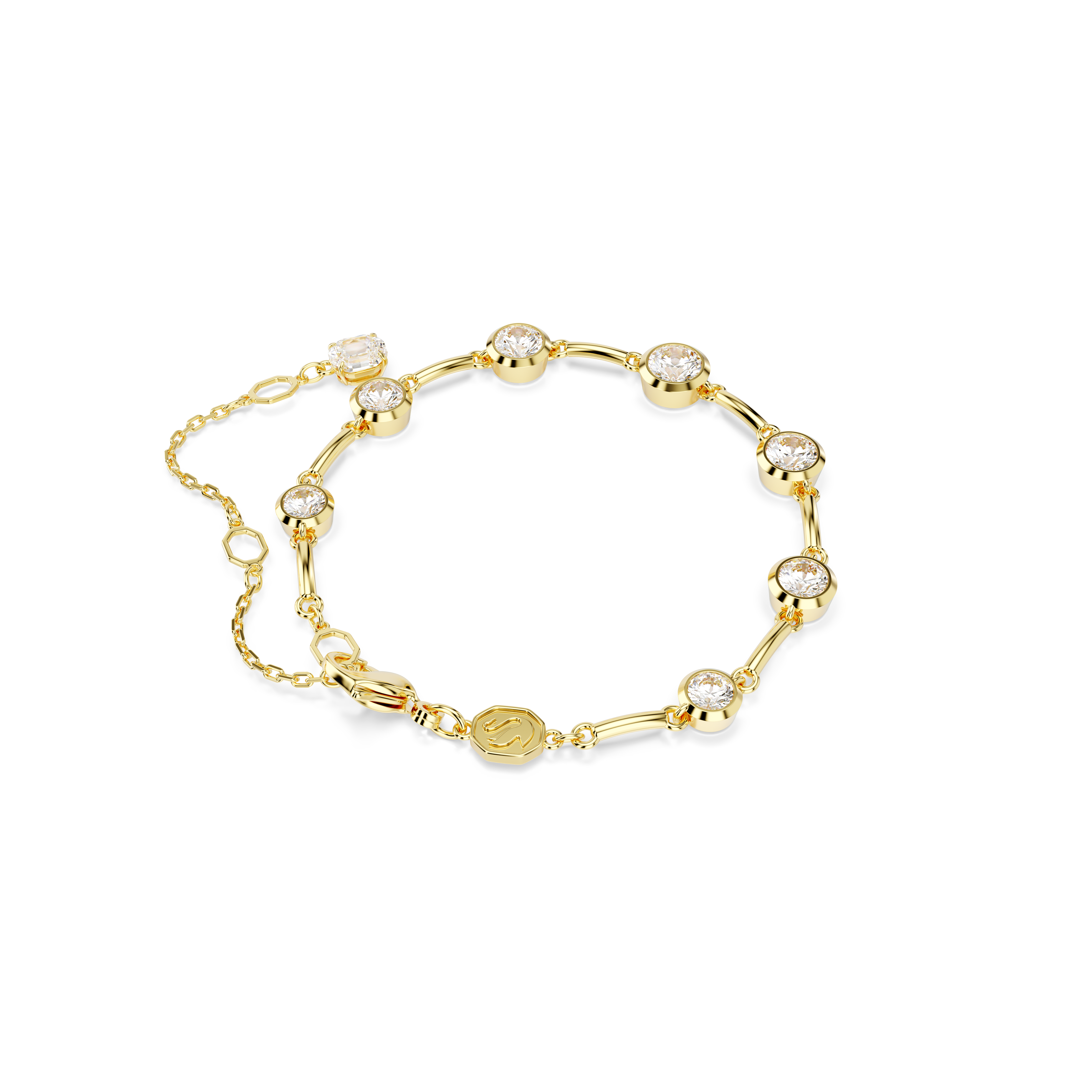 Swarovski Imber bracelet, Mixed round cuts, White, Gold-tone plated 5705465