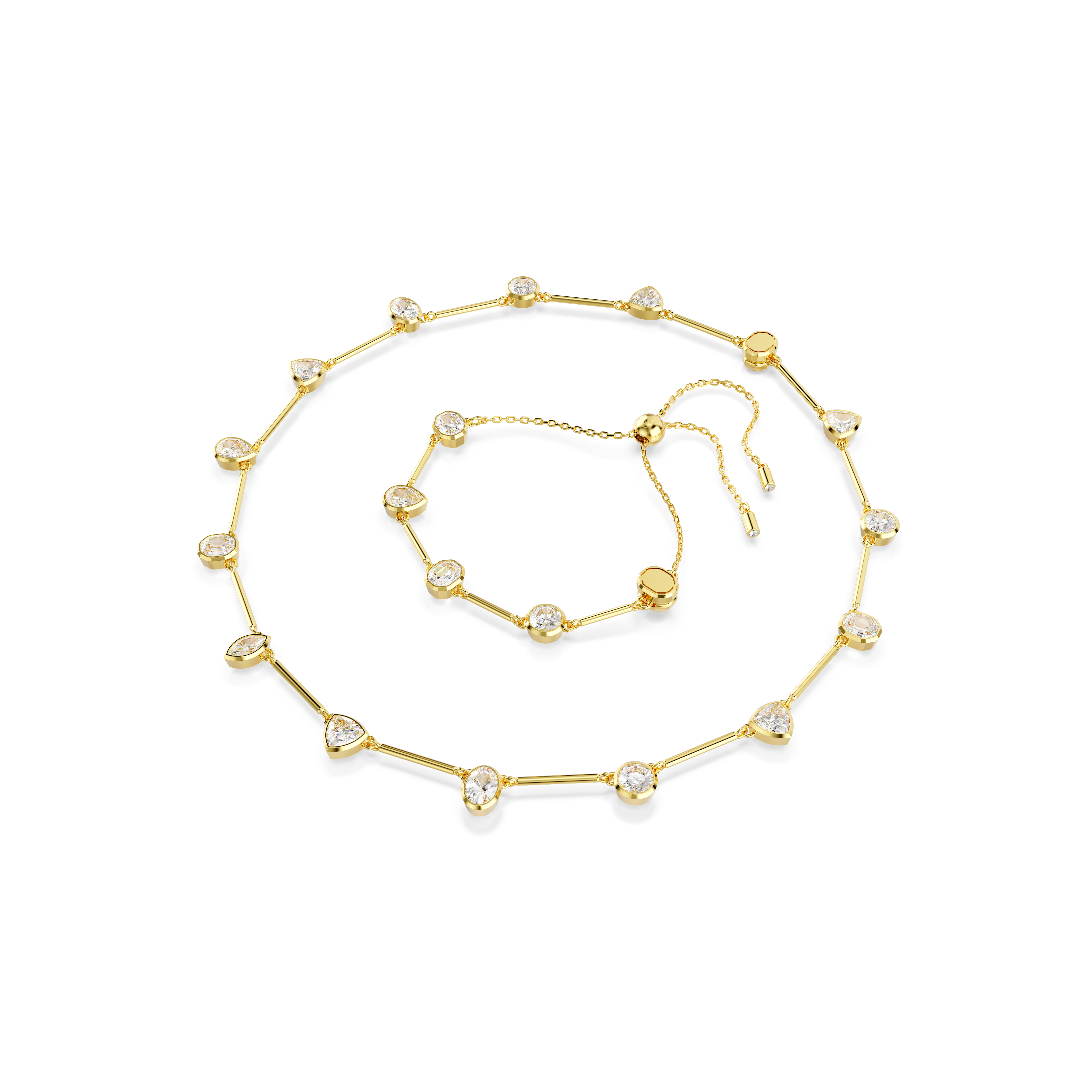 Swarovski Imber necklace, Magnetic closure, Mixed cuts, White, Gold-tone plated 5705481