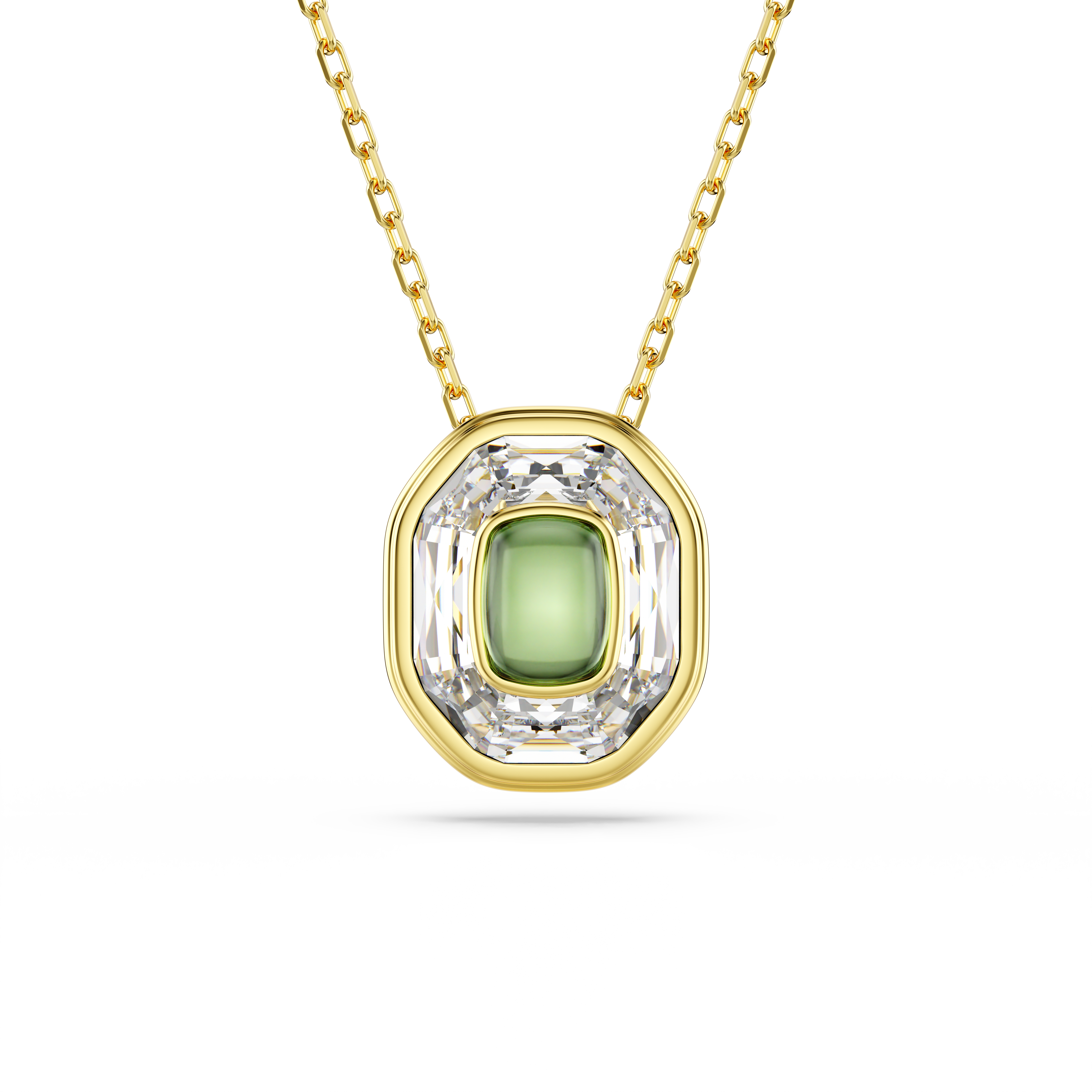 Swarovski Chroma pendant, Octagon cut, Green, Gold-tone plated 5705580