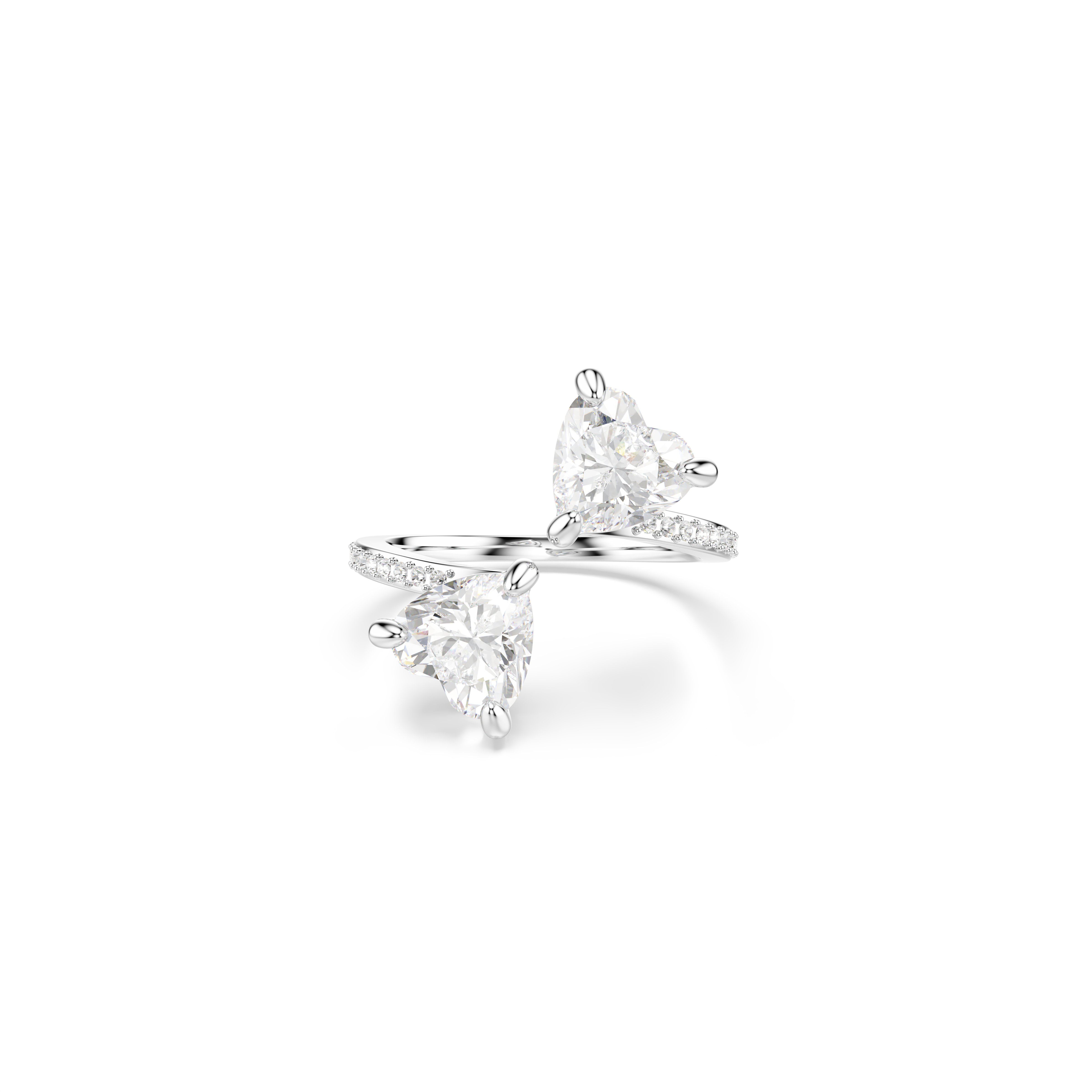 Swarovski Mesmera open ring, Heart cut, Pavé, White, Rhodium plated 5705592