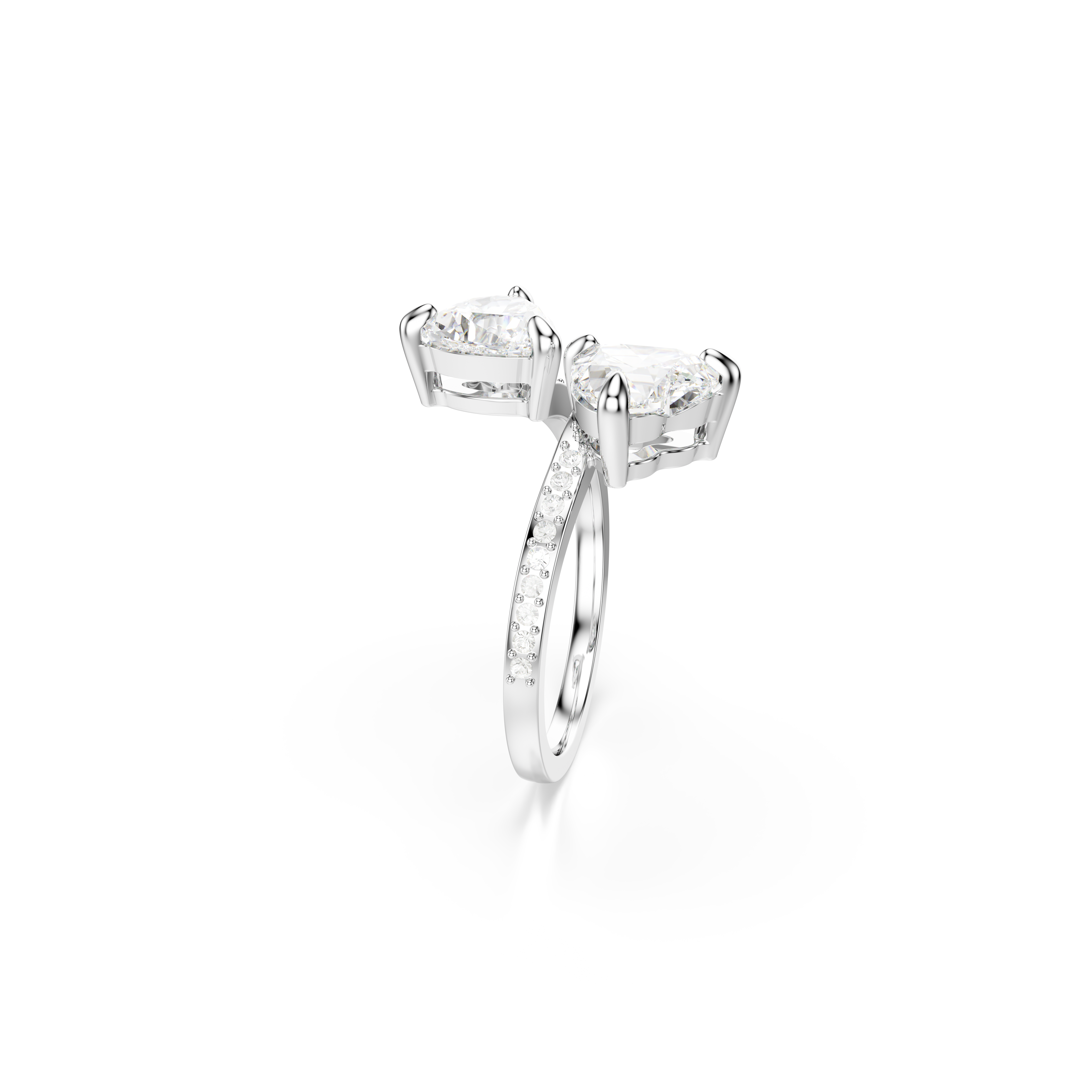 Swarovski Mesmera open ring, Heart cut, Pavé, White, Rhodium plated 5705593