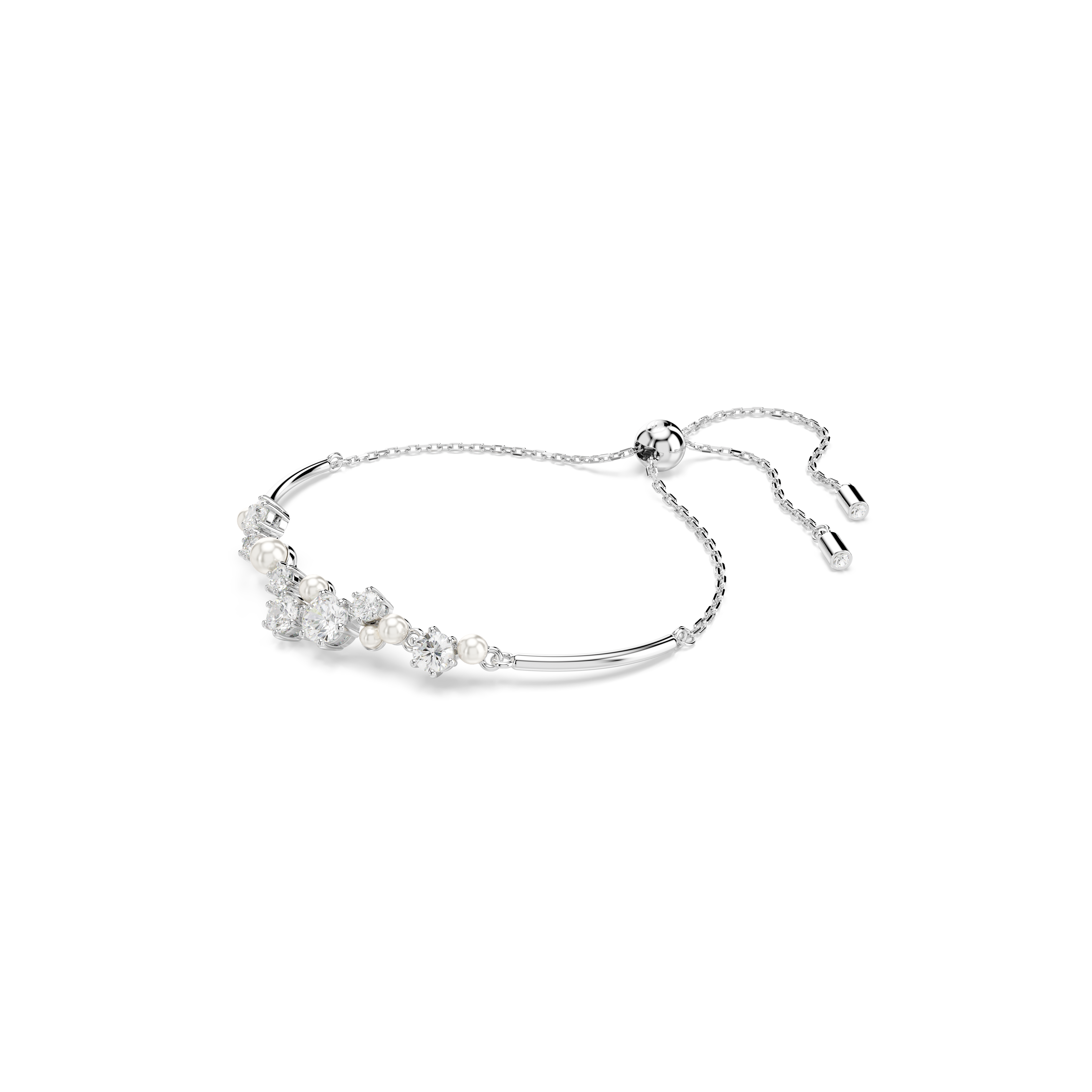Swarovski Constella bangle, Crystal pearl, Round cuts, White, Rhodium plated 5705618