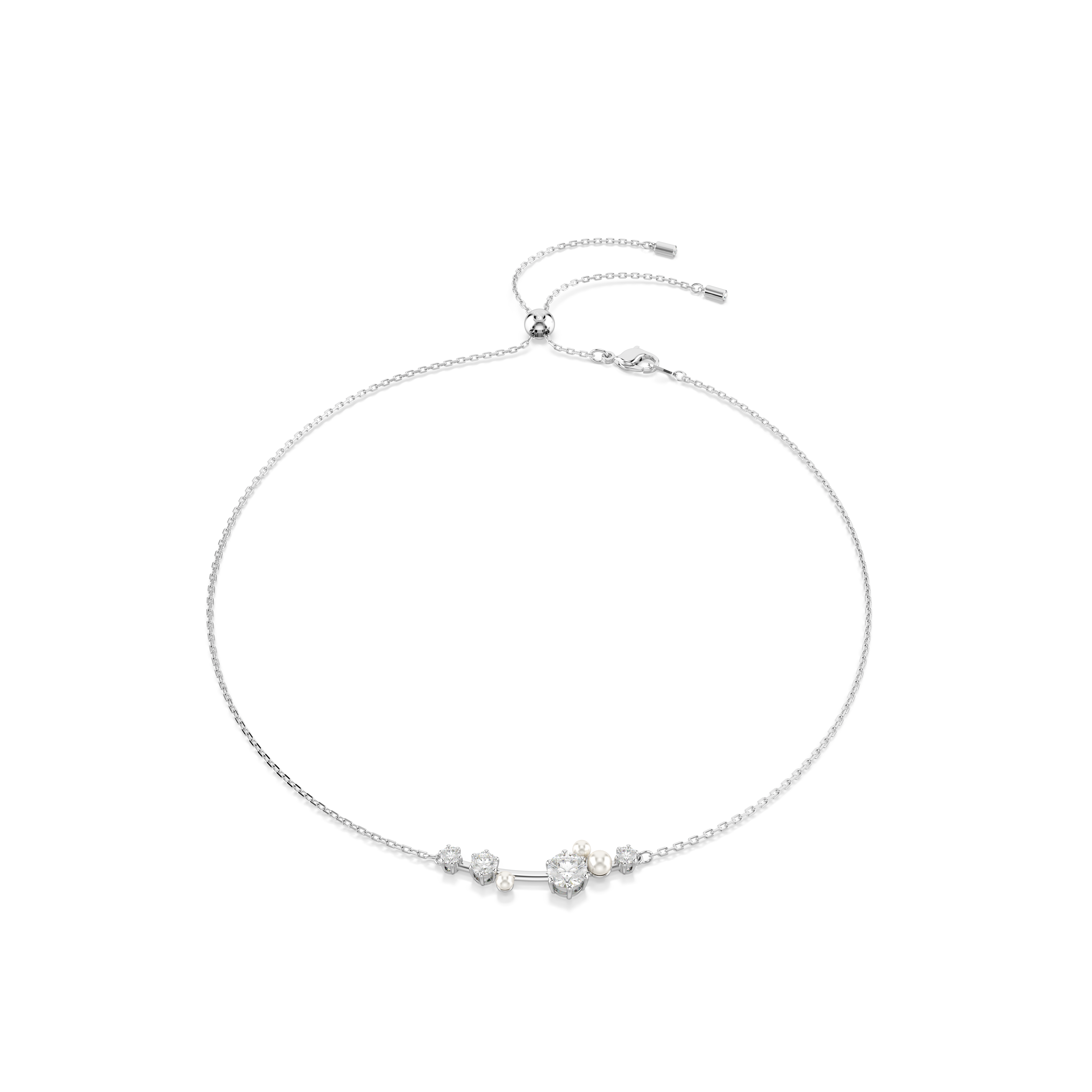 Swarovski Constella necklace, Crystal pearl, Round cuts, White, Rhodium plated 5705626