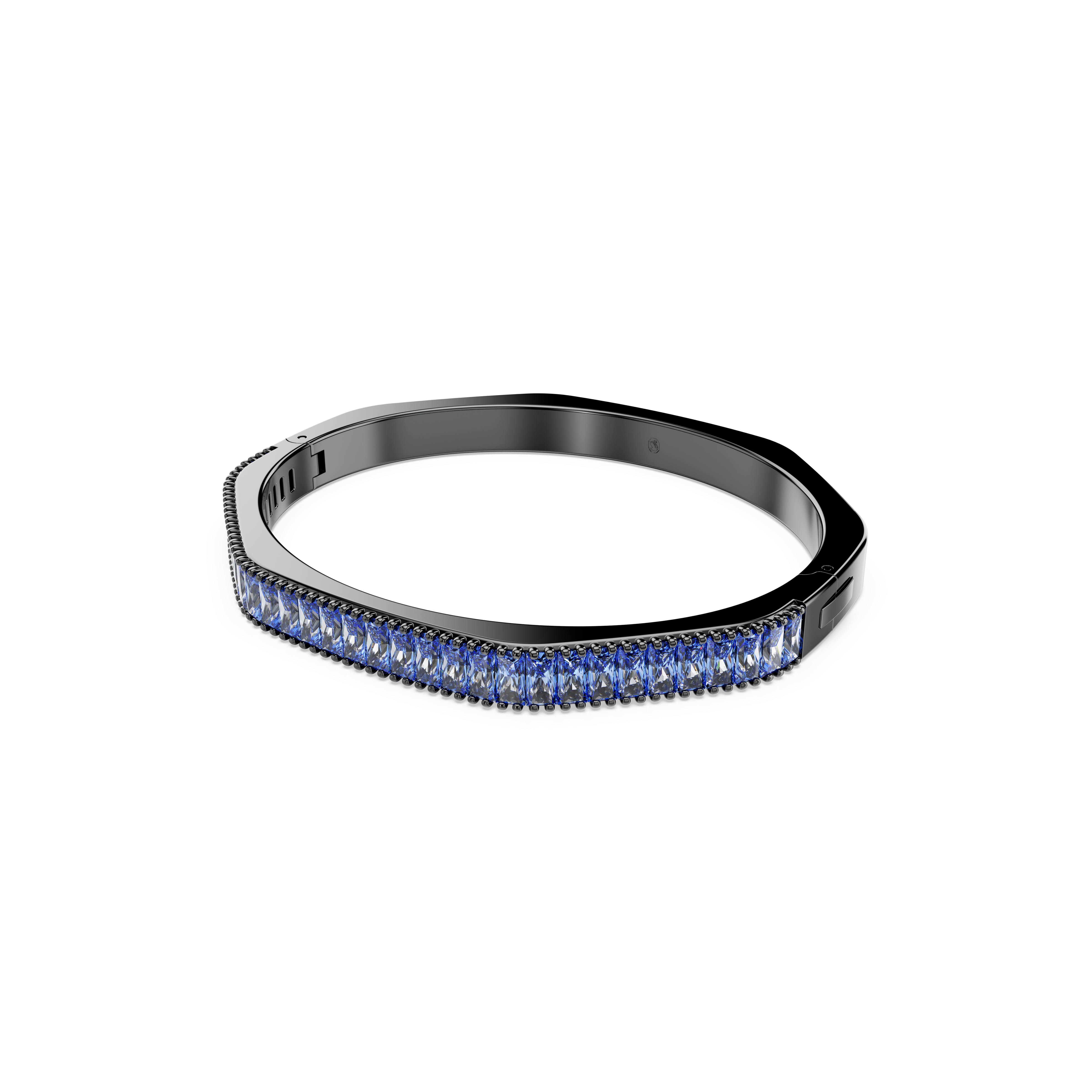 Swarovski Matrix bangle, Baguette cut, Octagon shape, Blue, Ruthenium plated 5705776