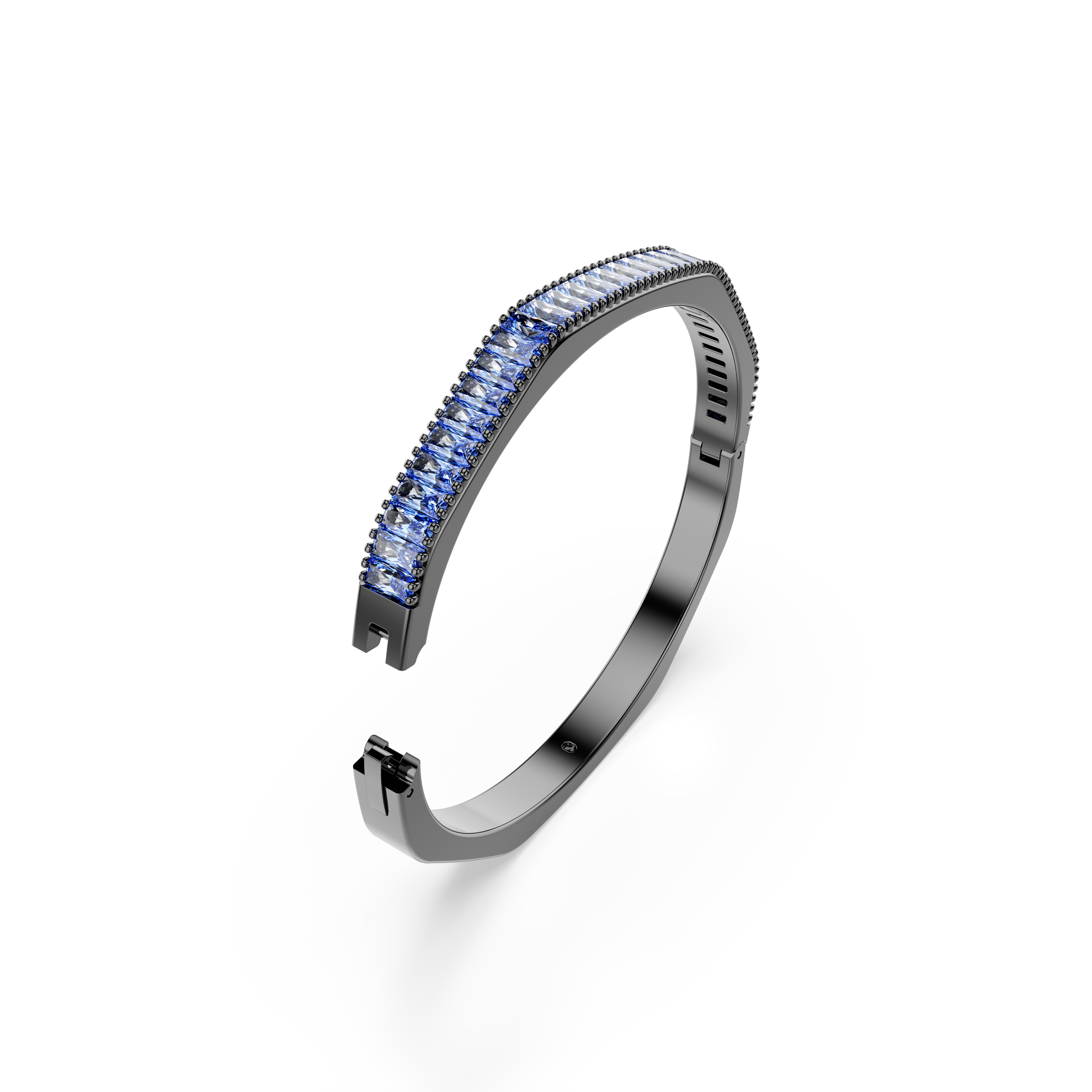 Swarovski Matrix bangle, Baguette cut, Octagon shape, Blue, Ruthenium plated 5705776