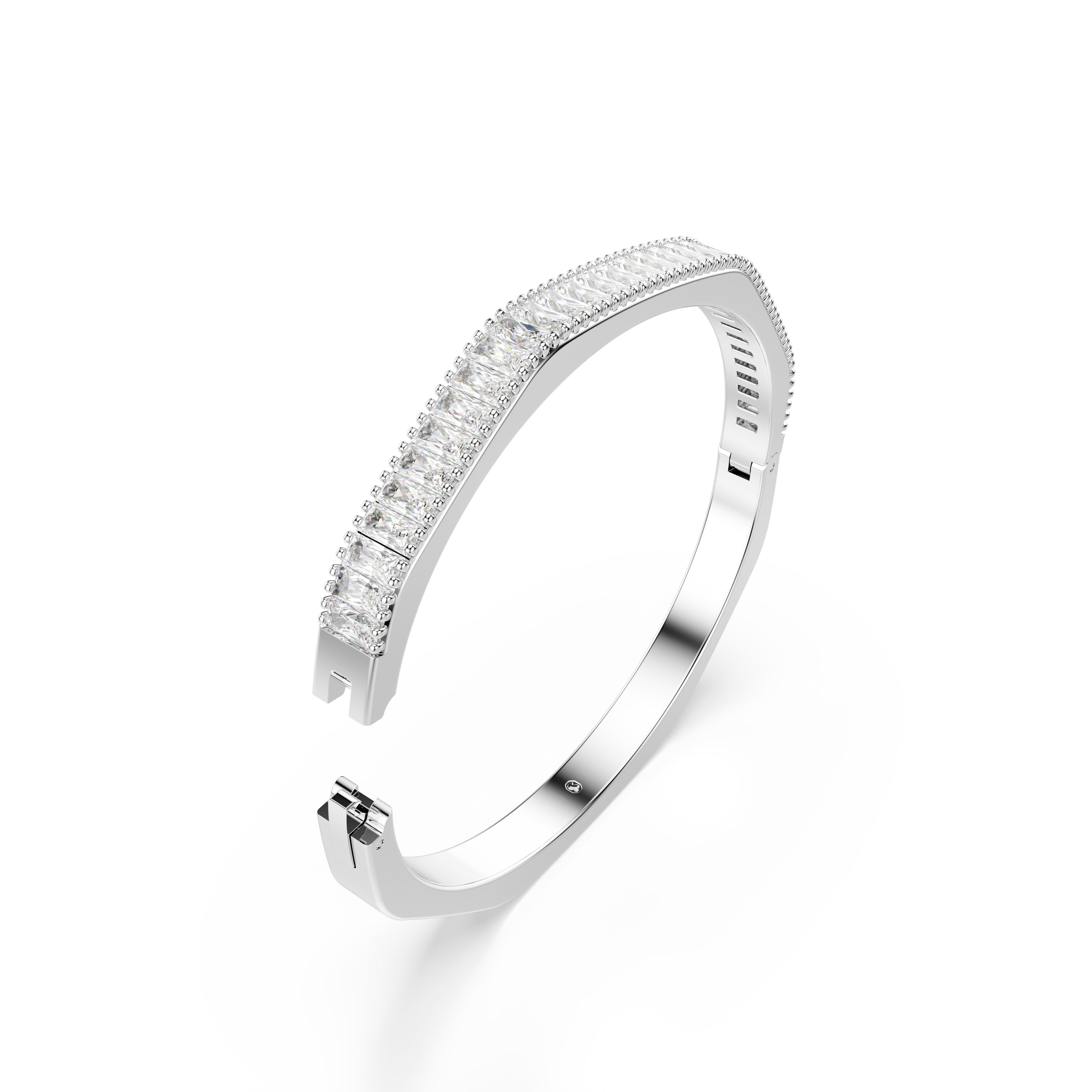 Swarovski Matrix bangle, Baguette cut, Octagon shape, White, Rhodium plated 5705784