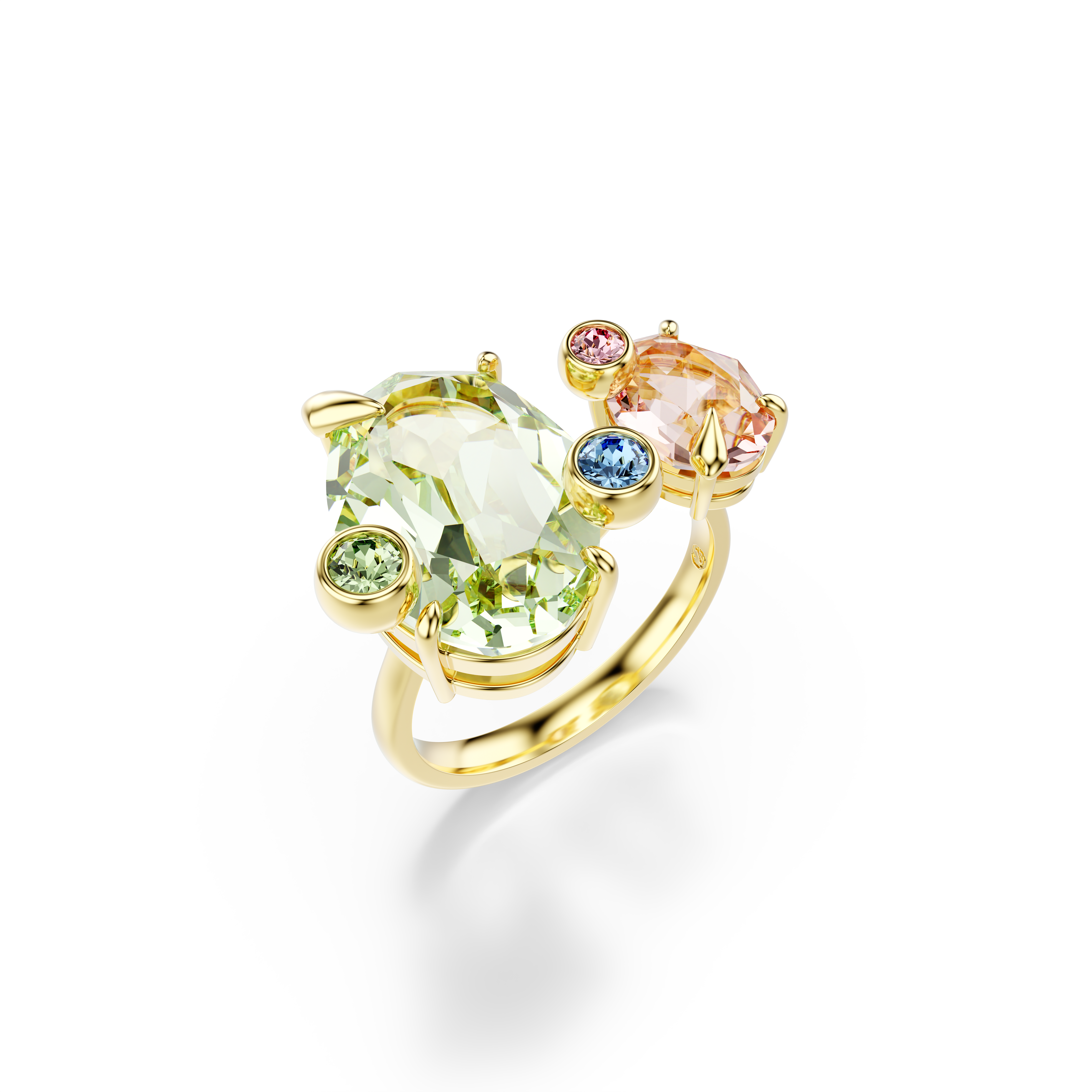 Swarovski Gema ring, Set (3), Mixed cuts, Multicolored, Gold-tone plated 5705815