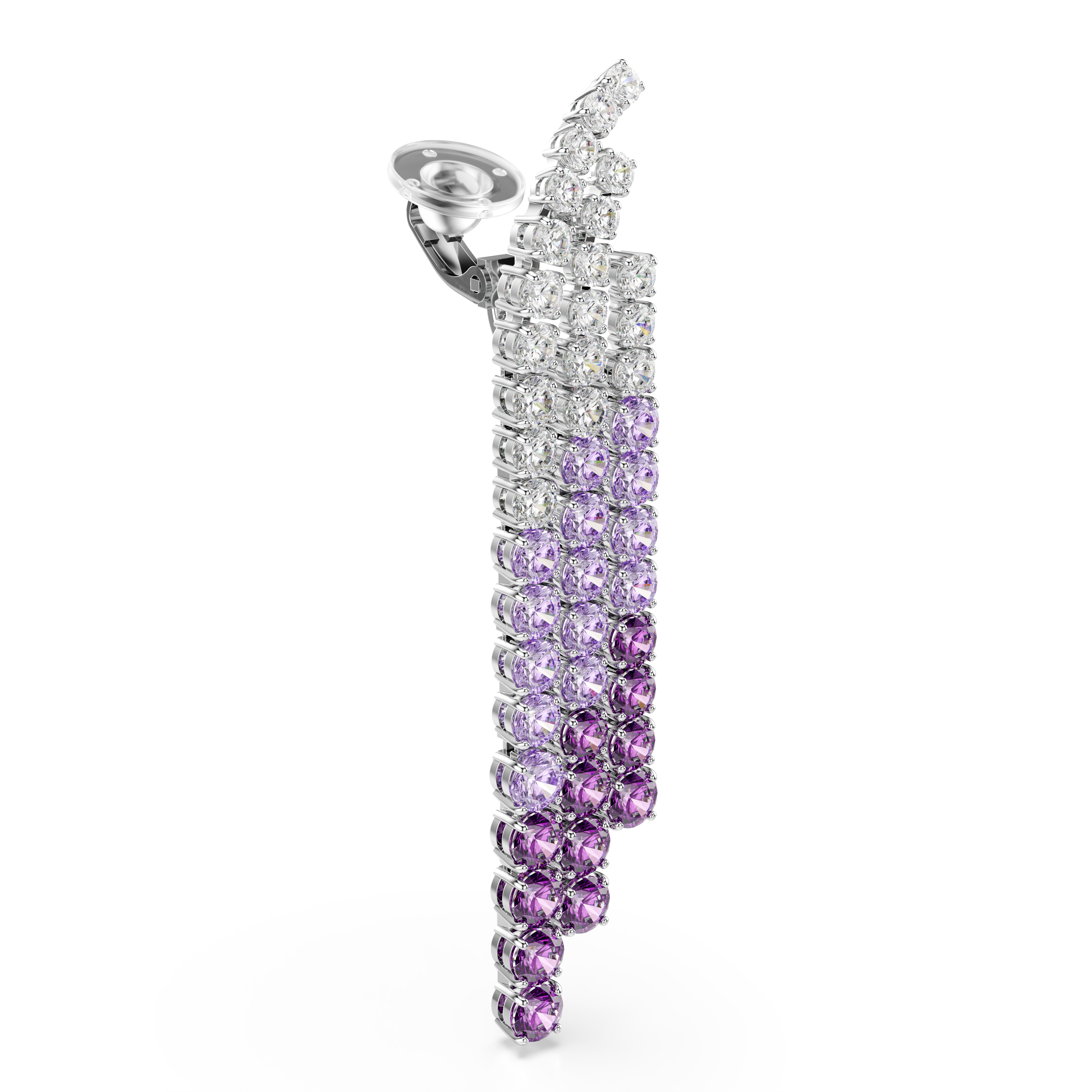 Swarovski Matrix Clip earrings, Color gradient, Round cuts, Purple, Rhodium plated 5705831