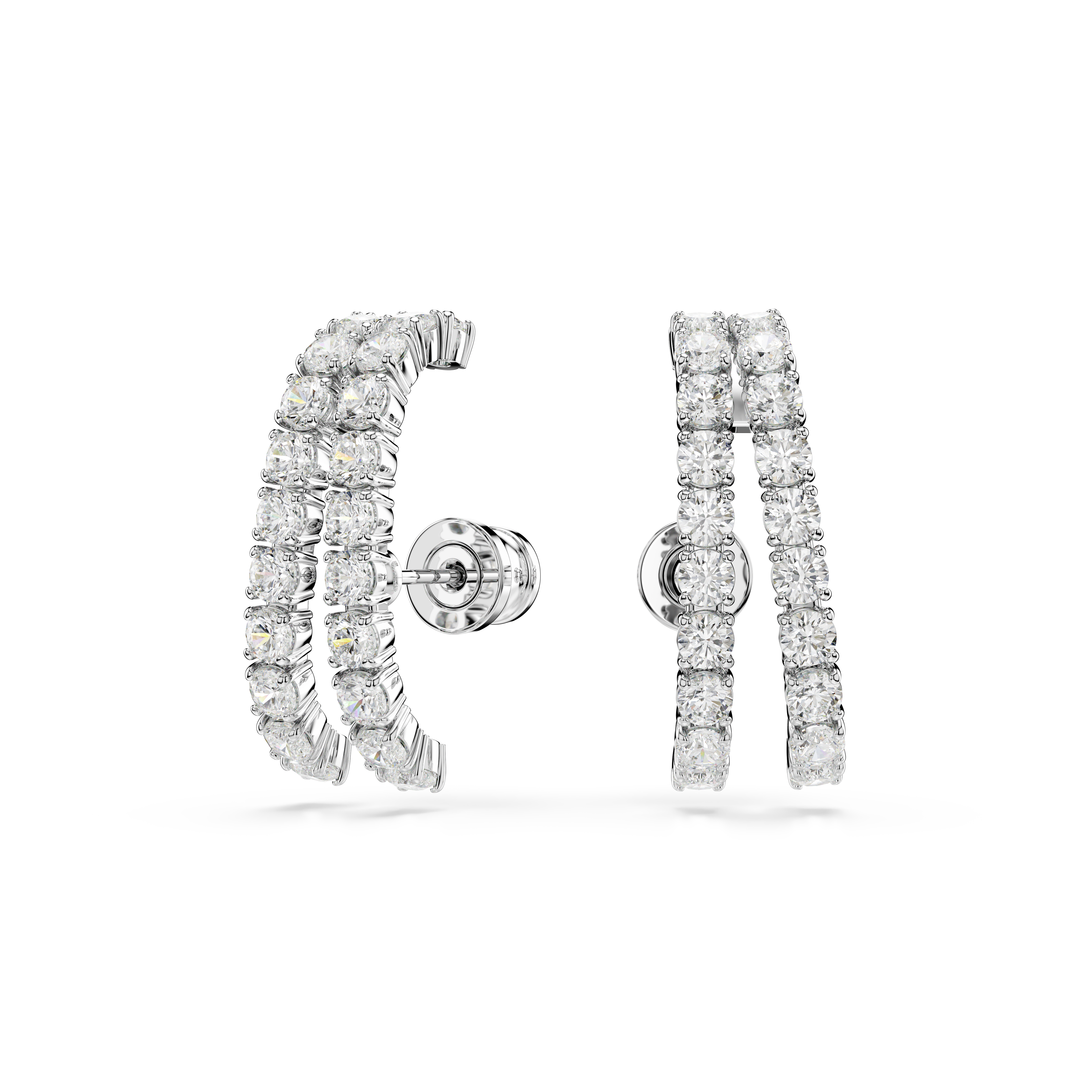 Swarovski Matrix ear cuffs, Round cut, White, Rhodium plated 5705835