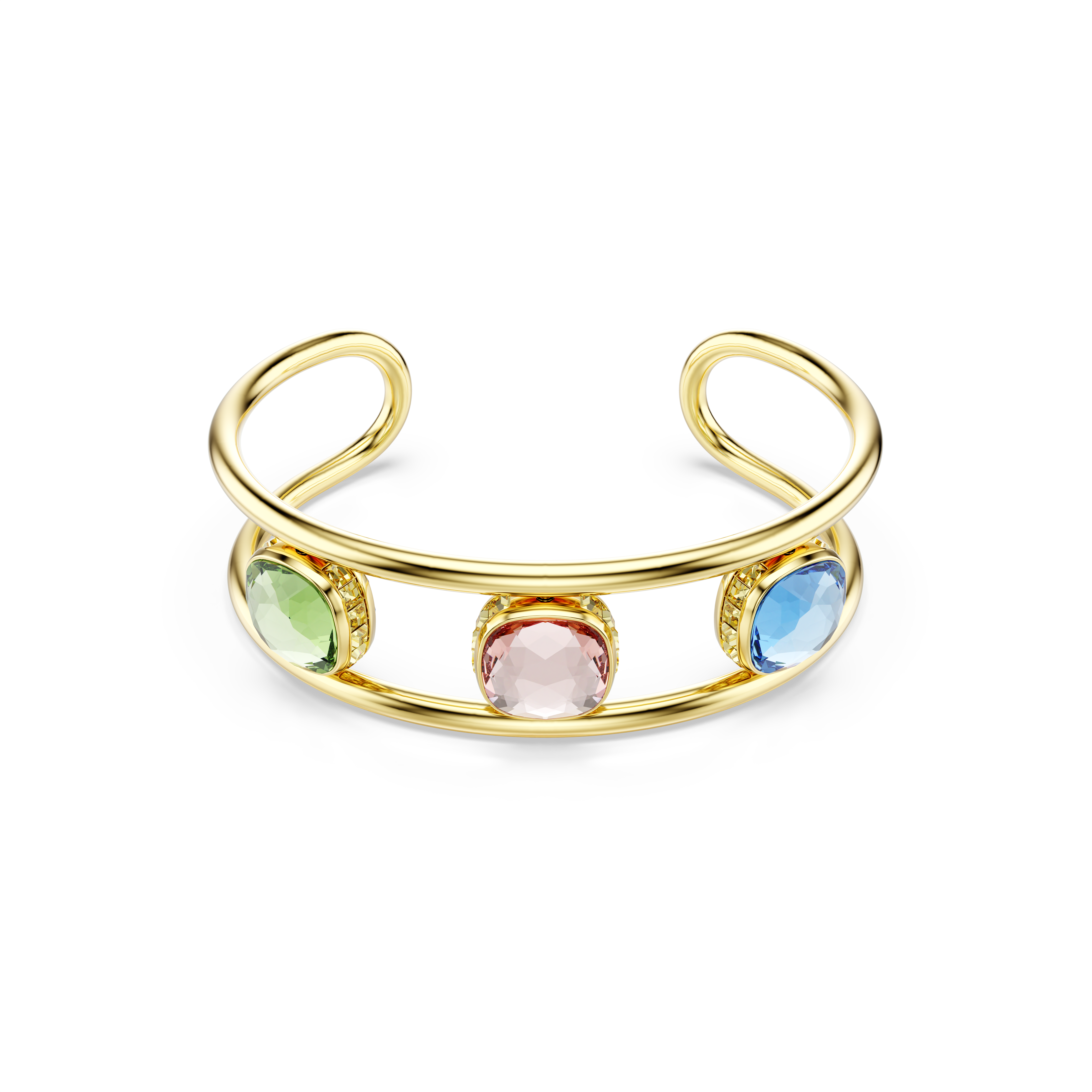 Swarovski Chroma cuff, Cushion cut, Multicolored, Gold-tone plated 5705836