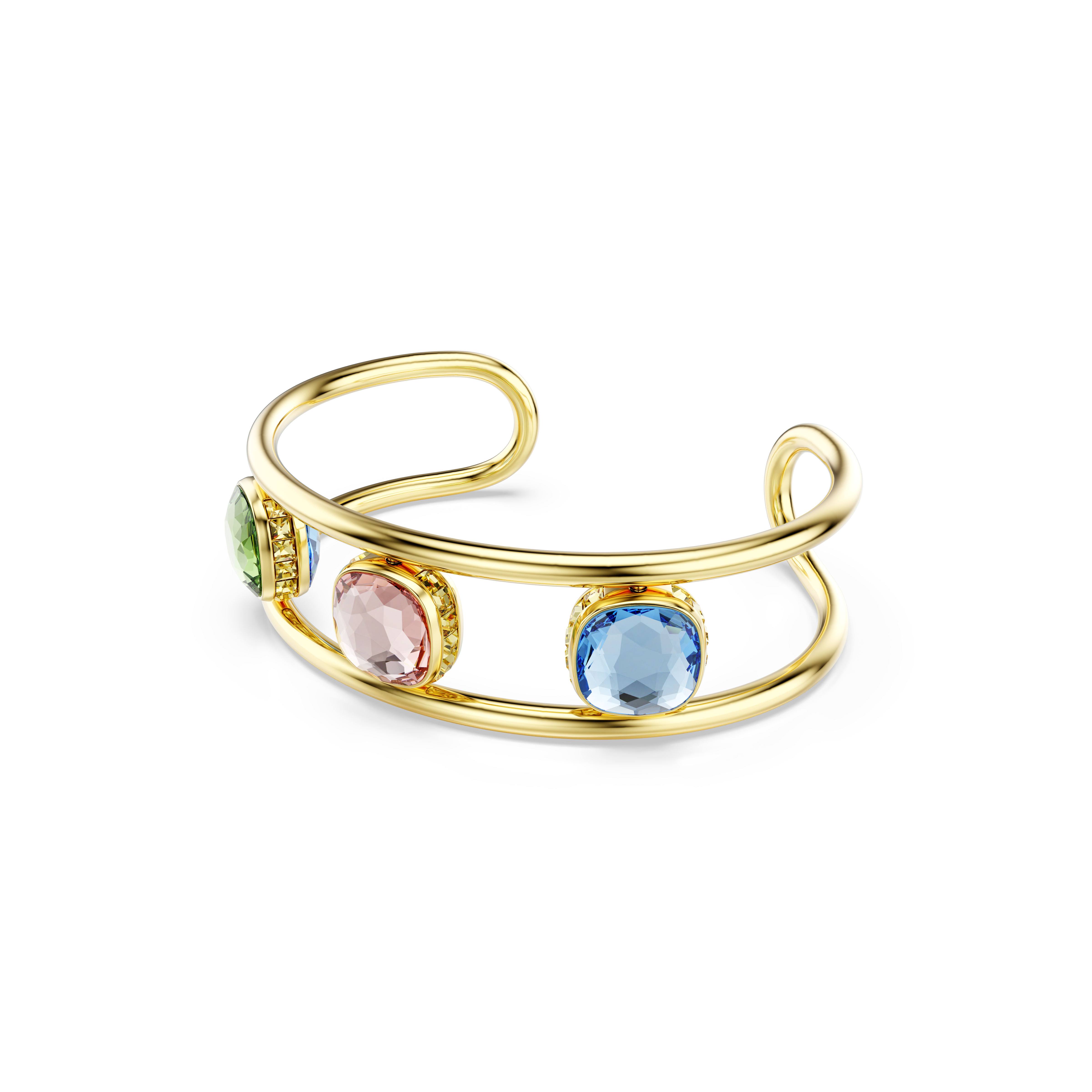 Swarovski Chroma cuff, Cushion cut, Multicolored, Gold-tone plated 5705836