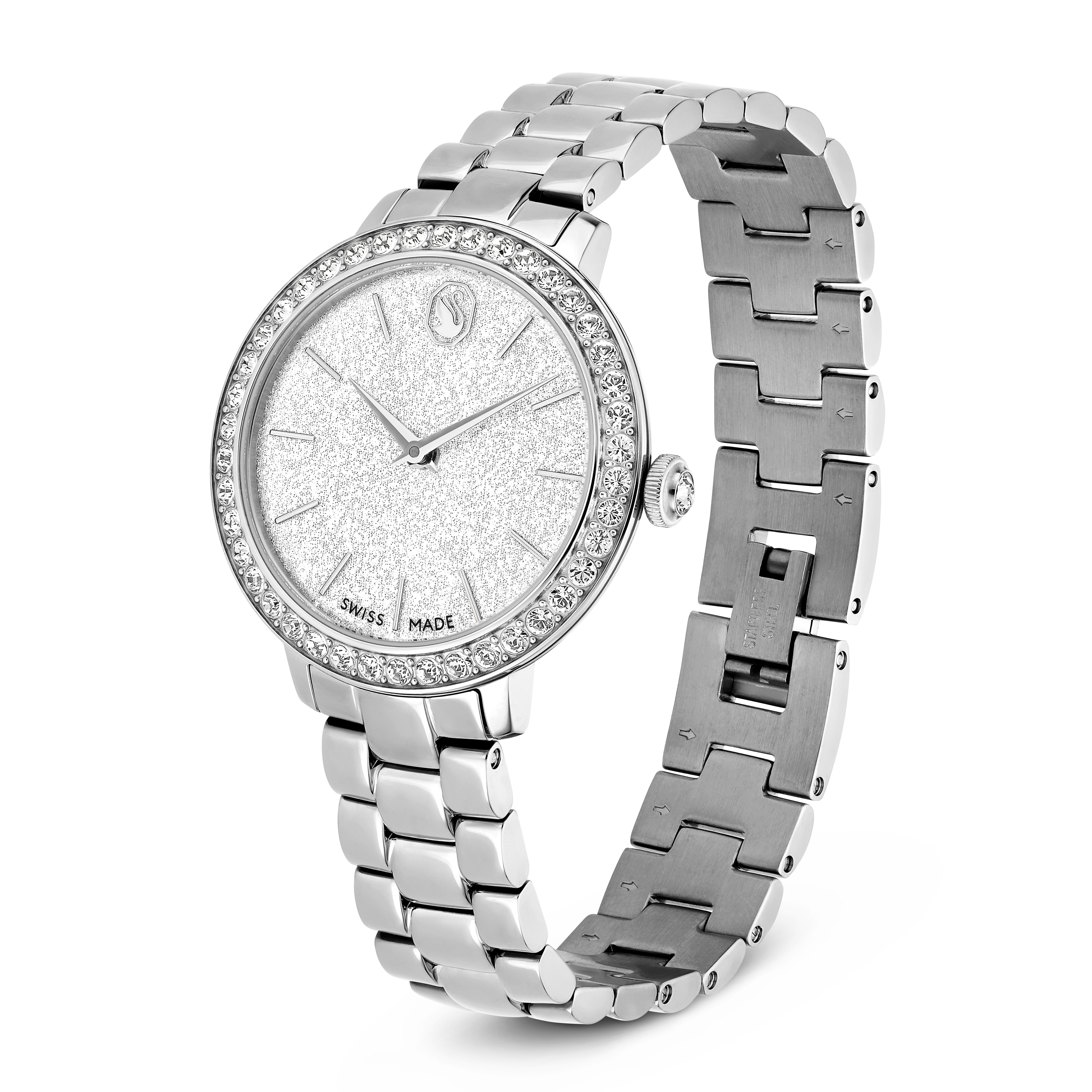 Swarovski Matrix 3-link watch, Swiss Made, Metal bracelet, Silver tone, Stainless steel 5706182