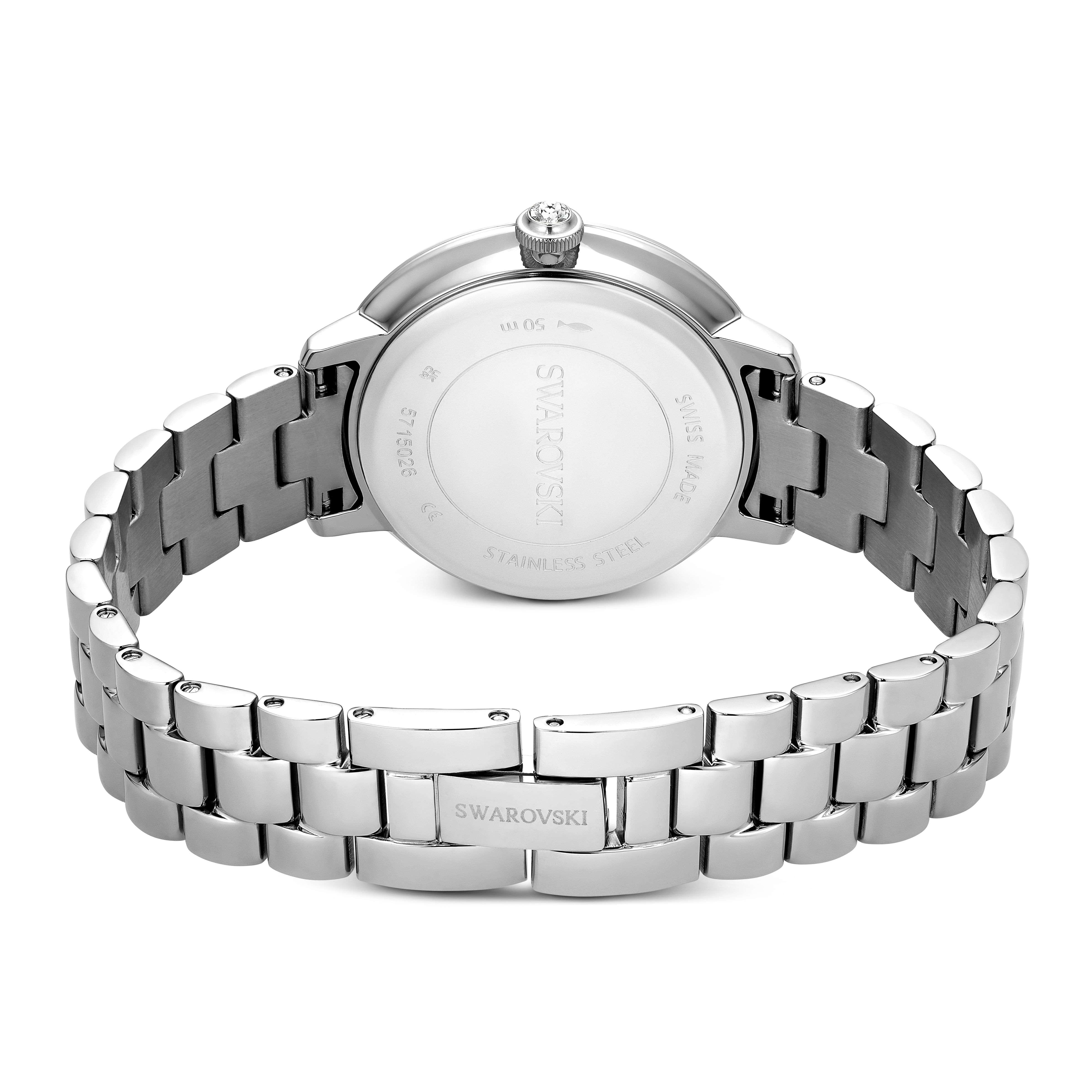 Swarovski Matrix 3-link watch, Swiss Made, Metal bracelet, Silver tone, Stainless steel 5706182