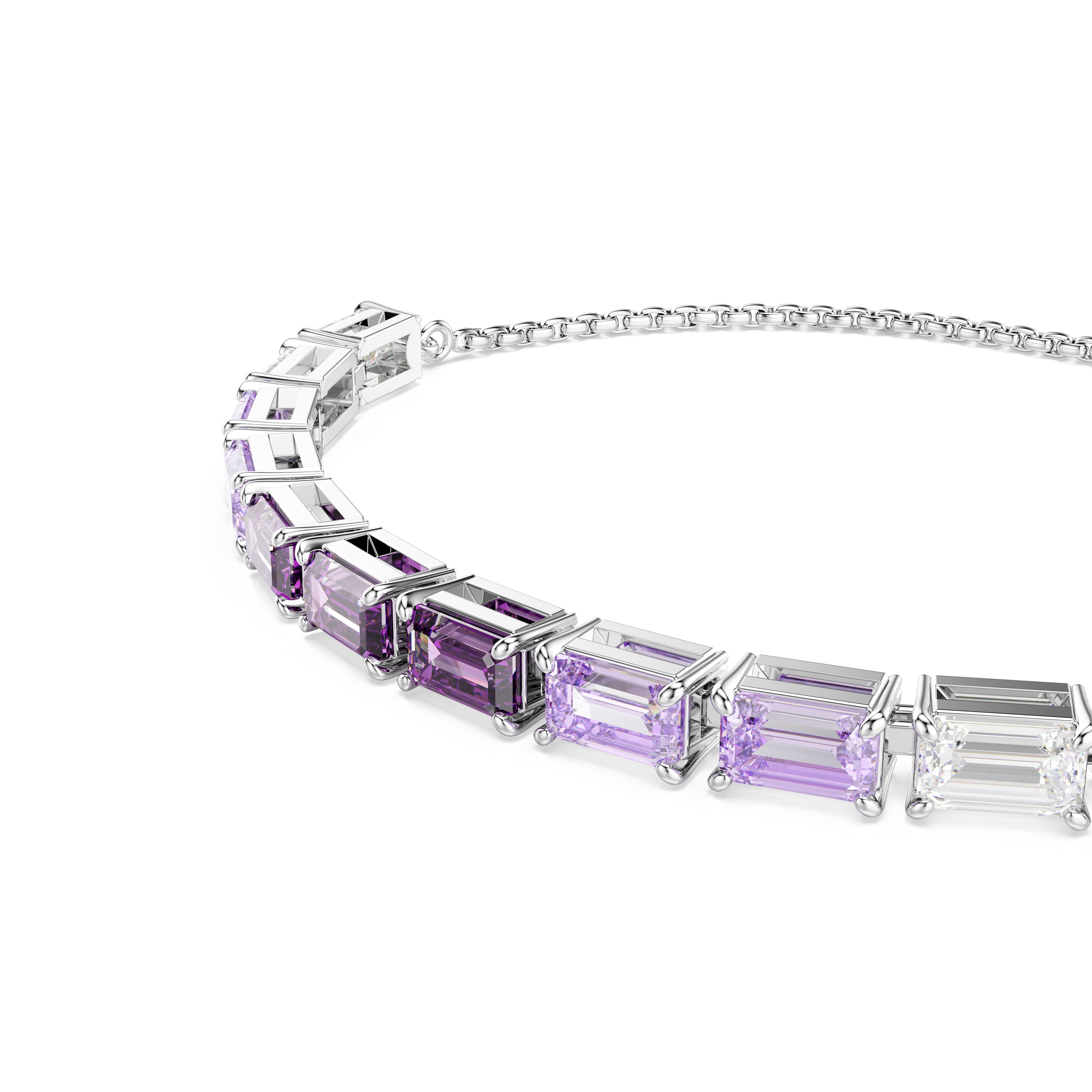 Swarovski Matrix Tennis bracelet, Baguette cut, Purple, Rhodium plated 5707199